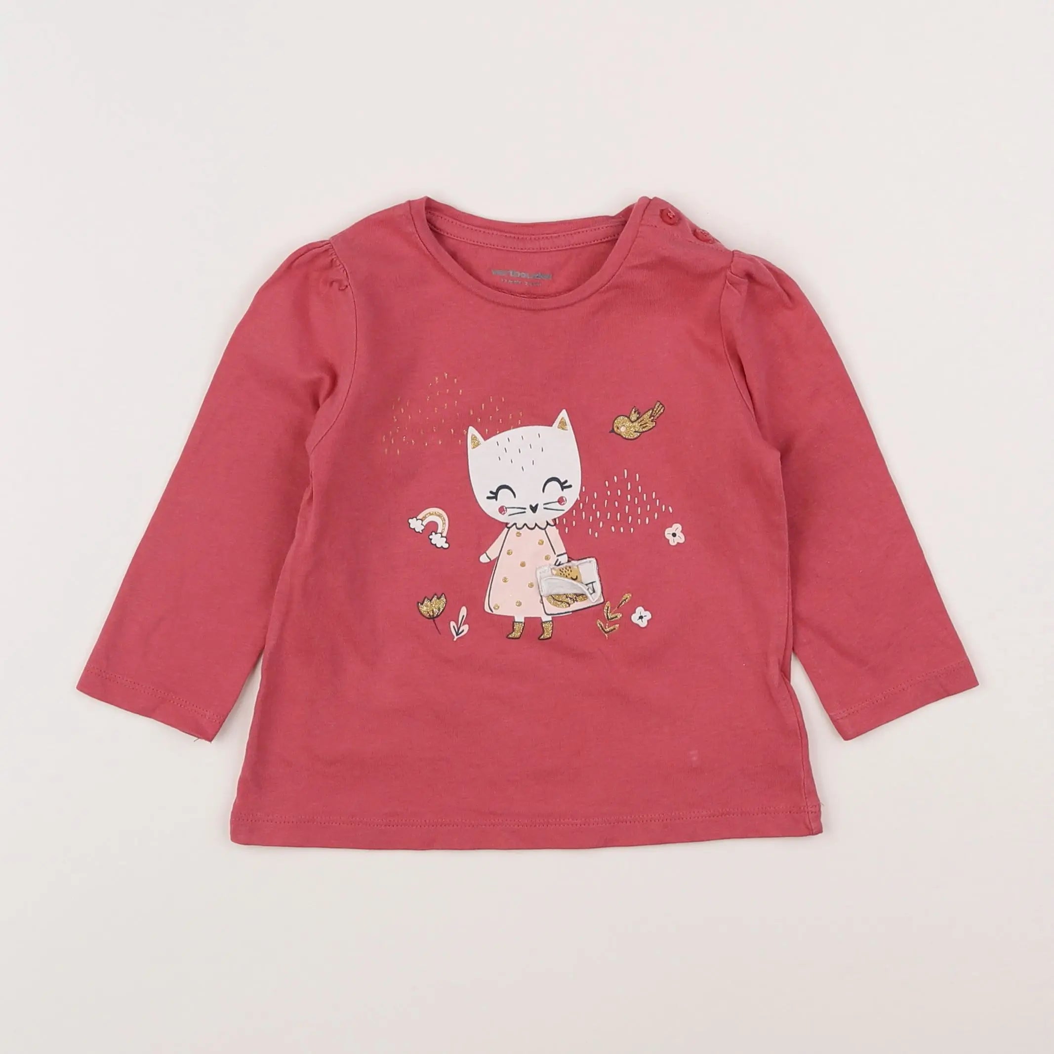 Vertbaudet - tee-shirt rose - 12 mois