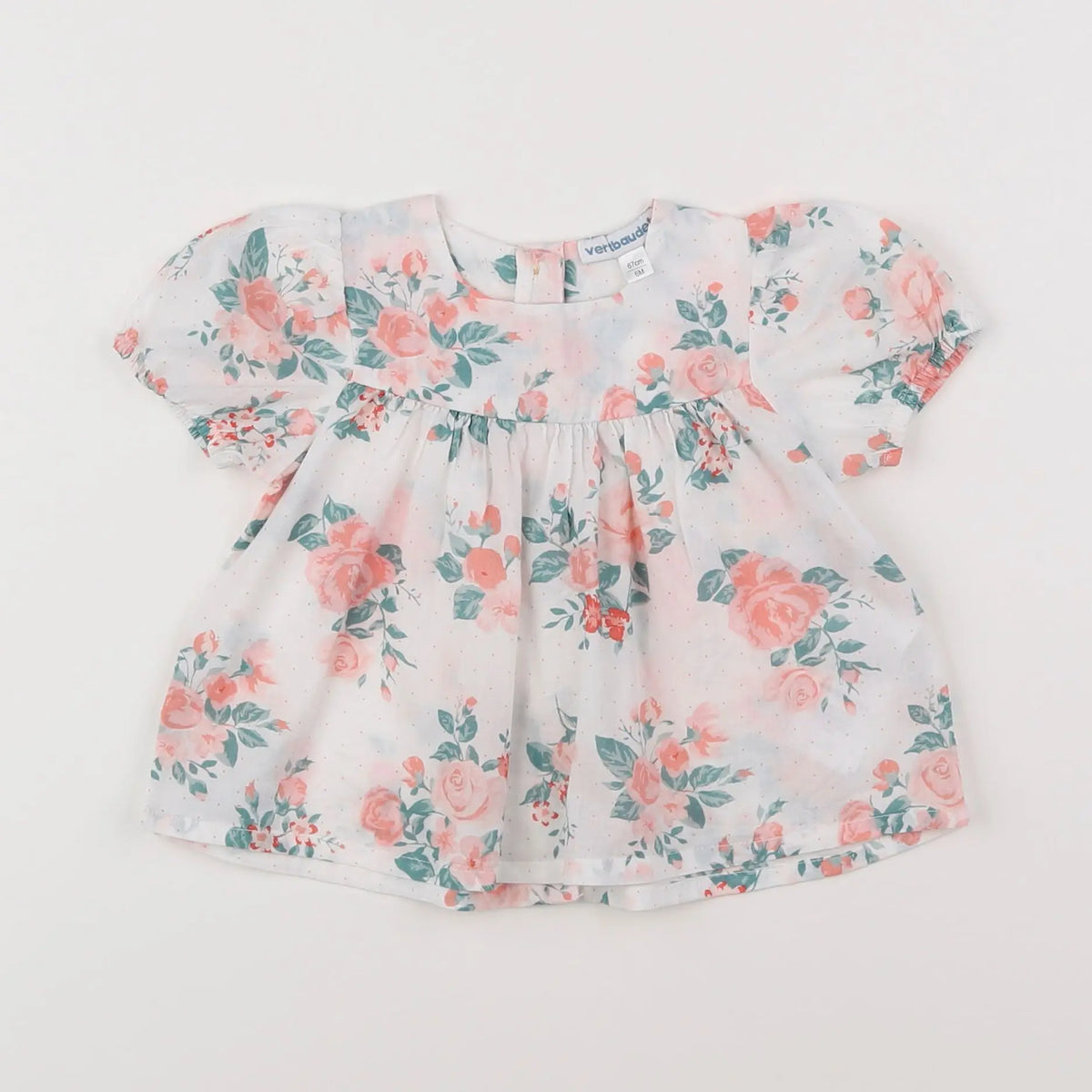 Vertbaudet - blouse blanc, rose - 6 mois