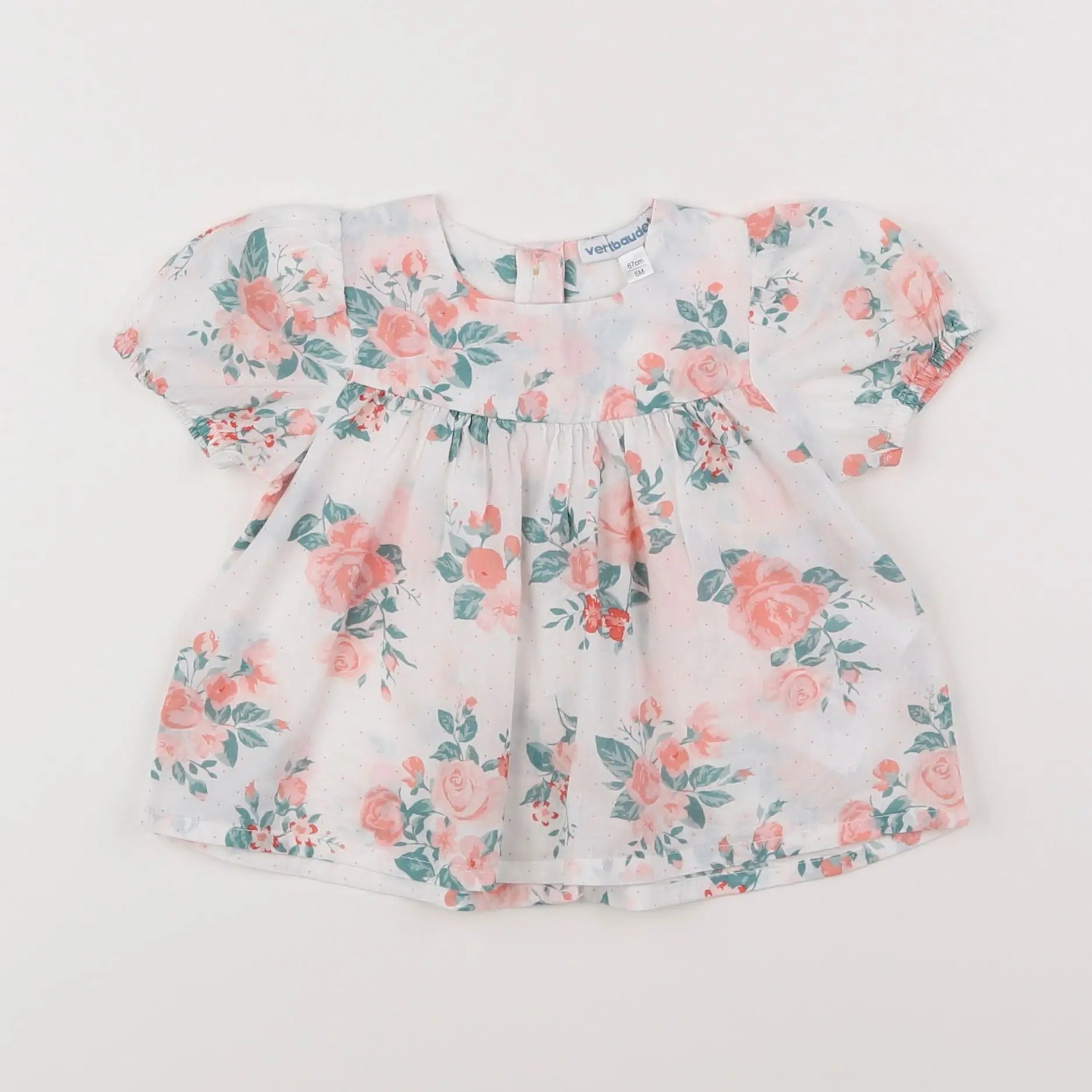 Vertbaudet - blouse blanc, rose - 6 mois