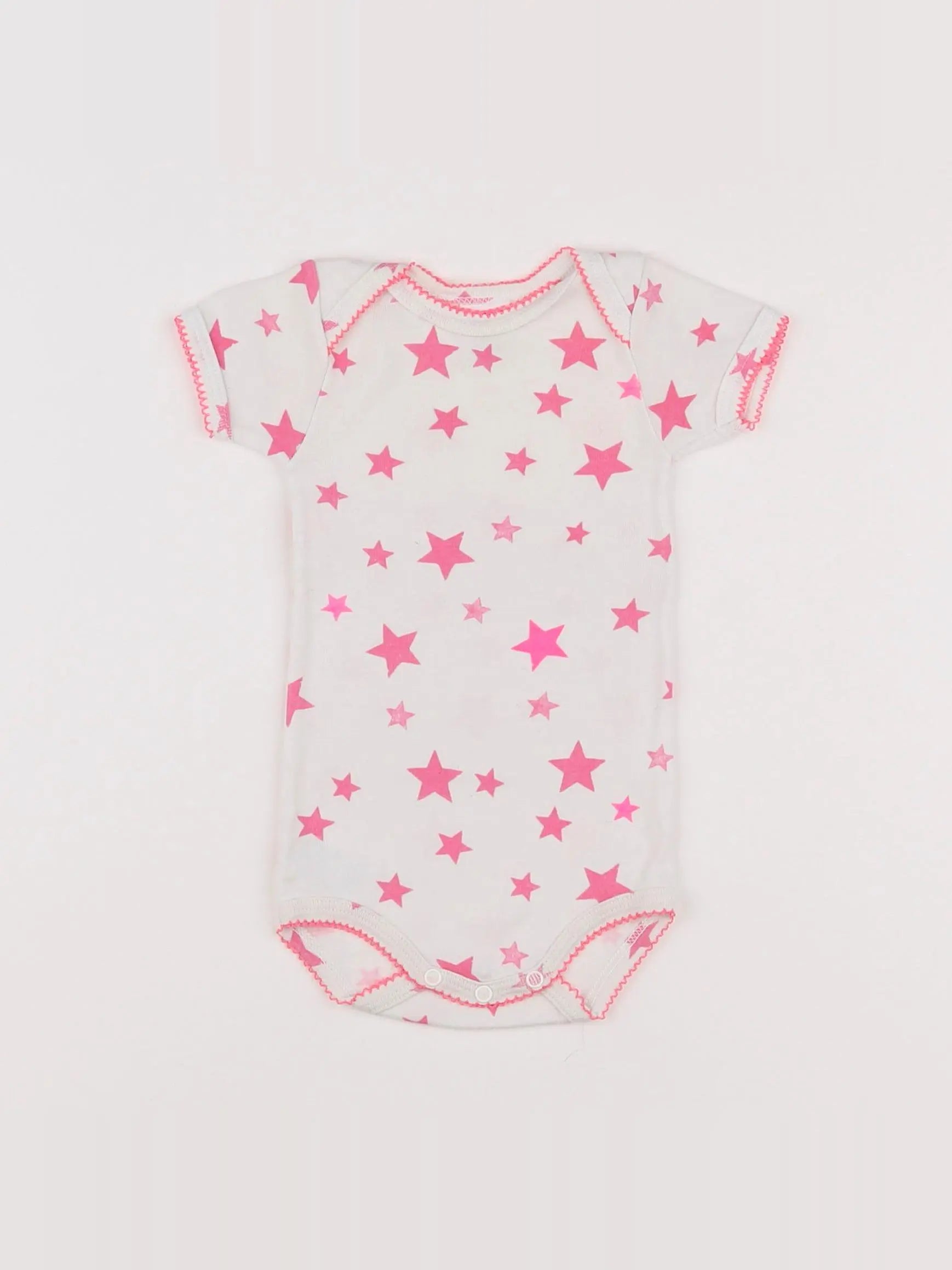 Petit Bateau - body blanc, rose - 3 mois