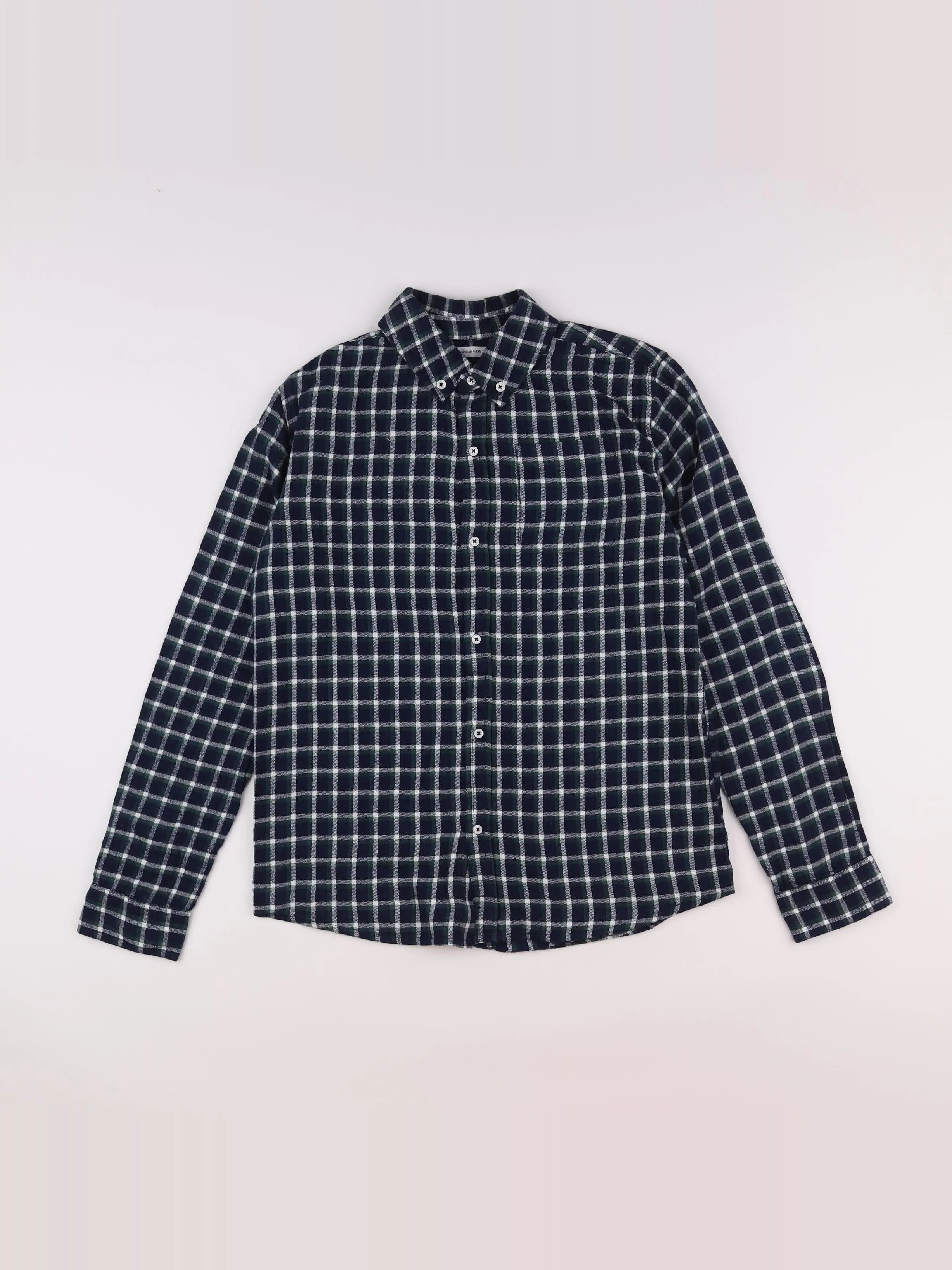 Monoprix - chemise blanc, bleu, vert - 14 ans