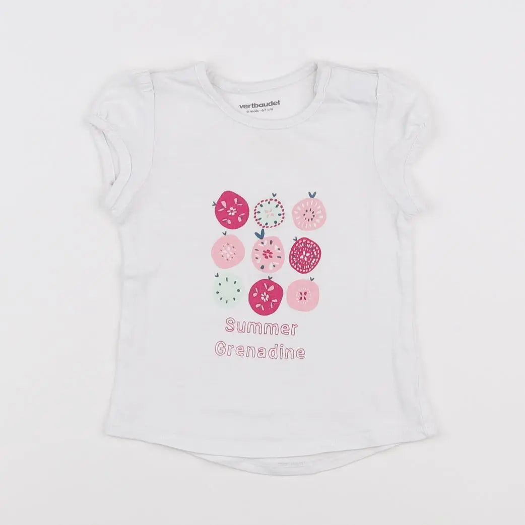 Vertbaudet - tee-shirt blanc - 6 mois