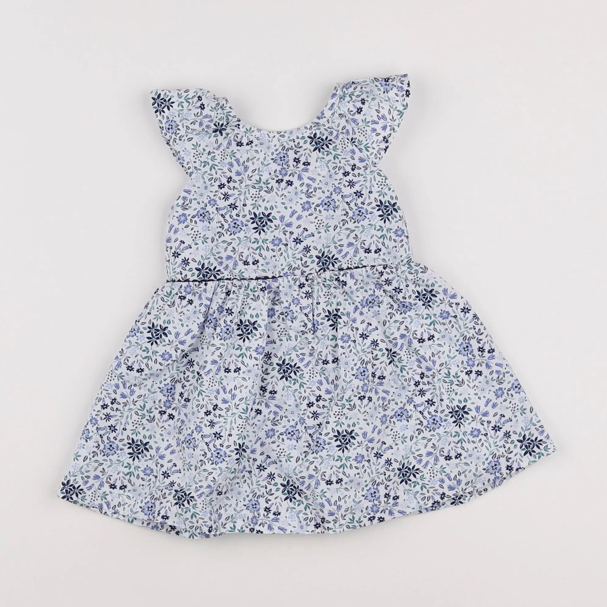 Vertbaudet - robe blanc, bleu - 6 mois