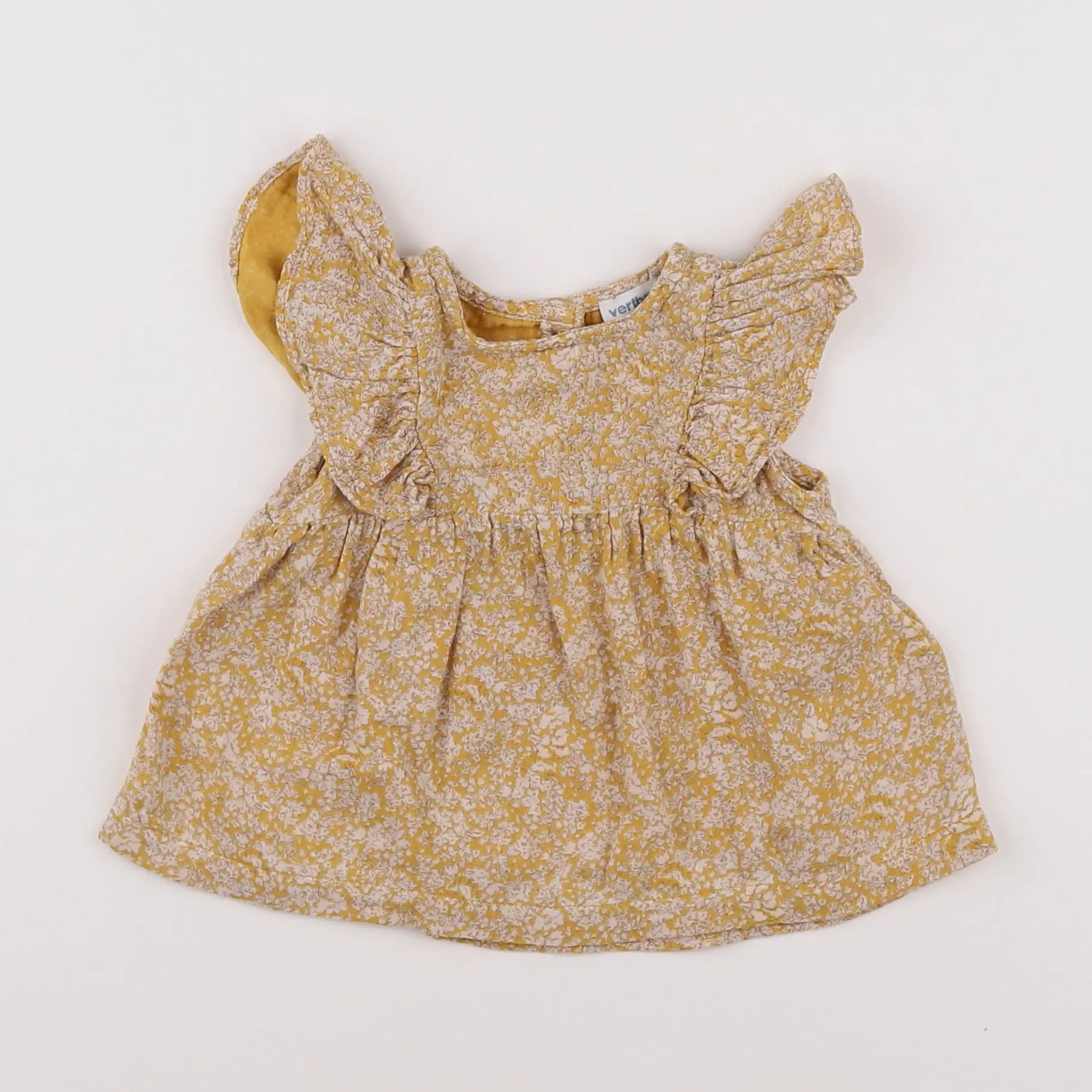 Vertbaudet - robe jaune, blanc - 6 mois