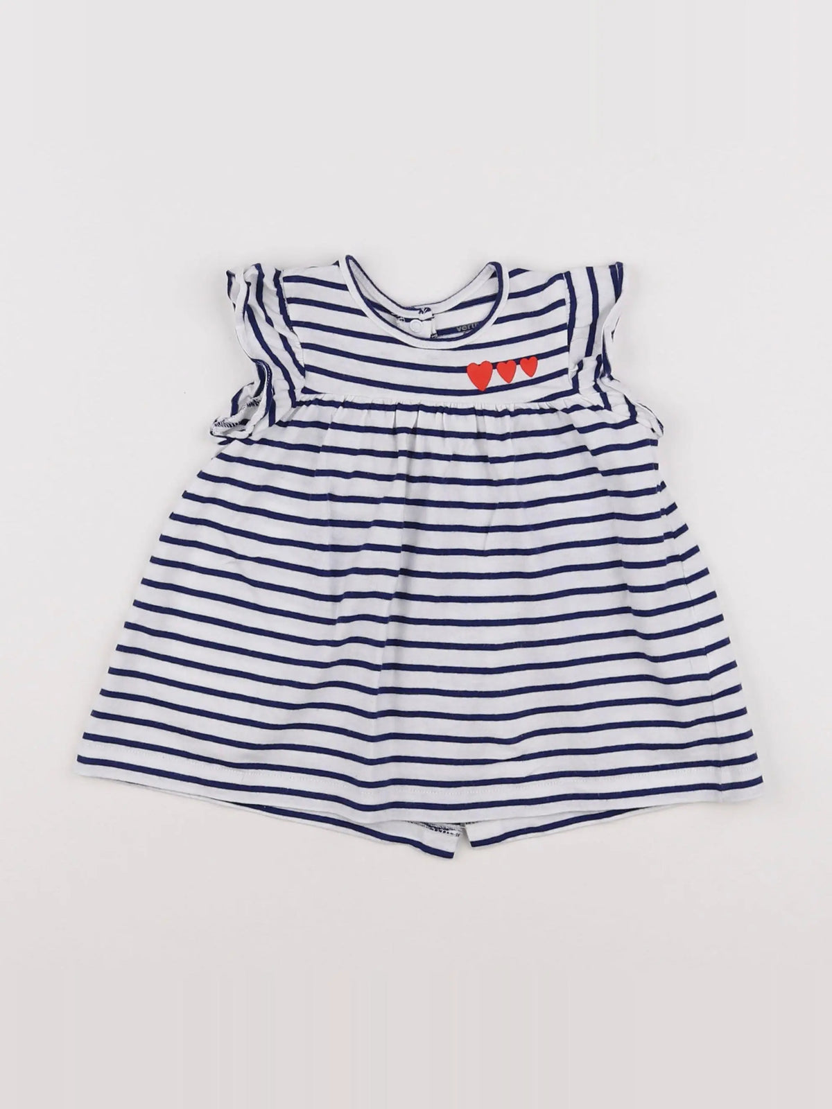 Vertbaudet - robe blanc, bleu - 6 mois