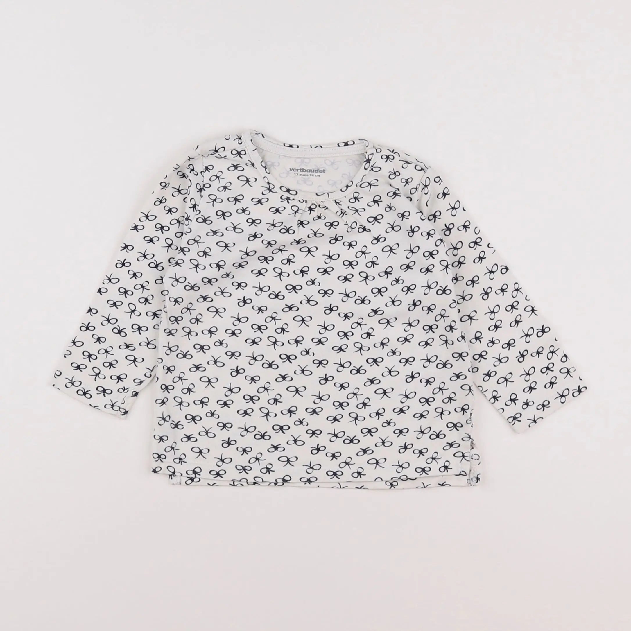 Vertbaudet - tee-shirt blanc, bleu - 12 mois