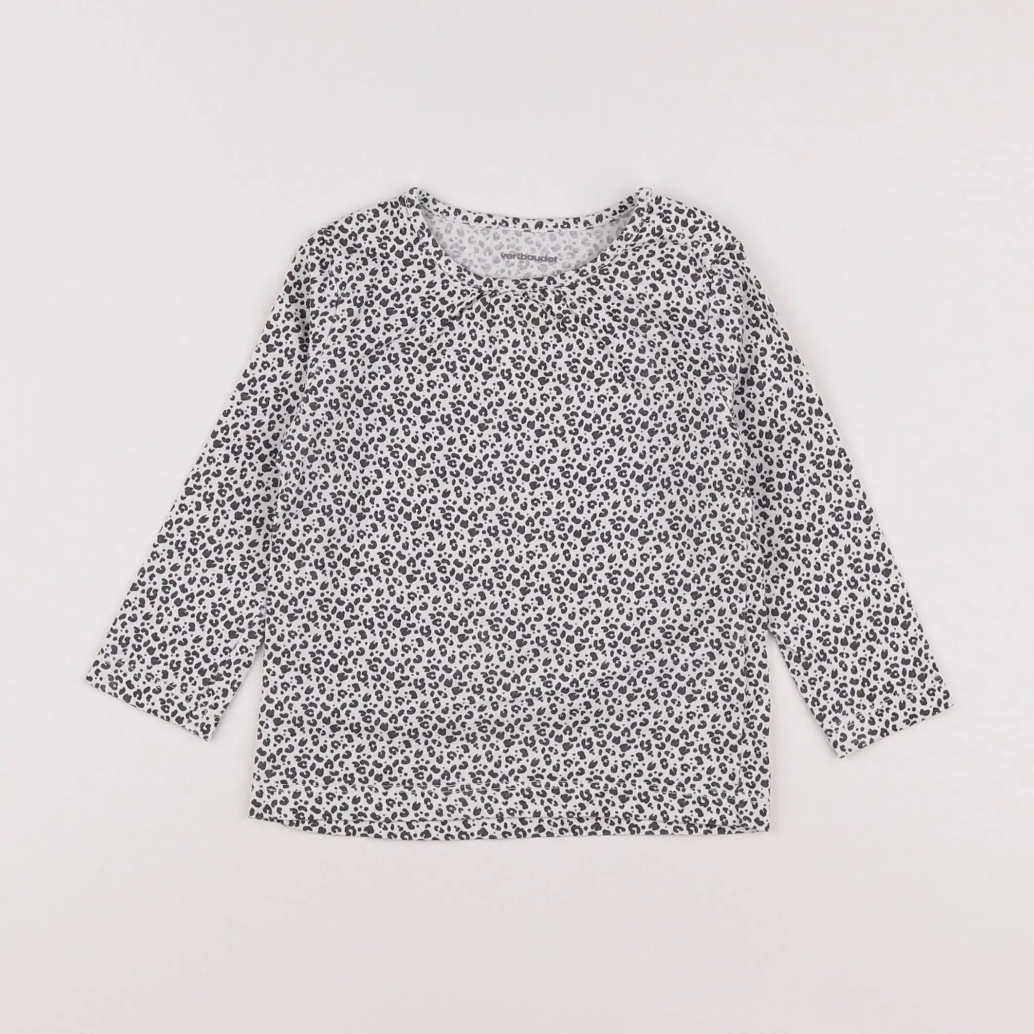 Vertbaudet - tee-shirt blanc, gris - 18 mois