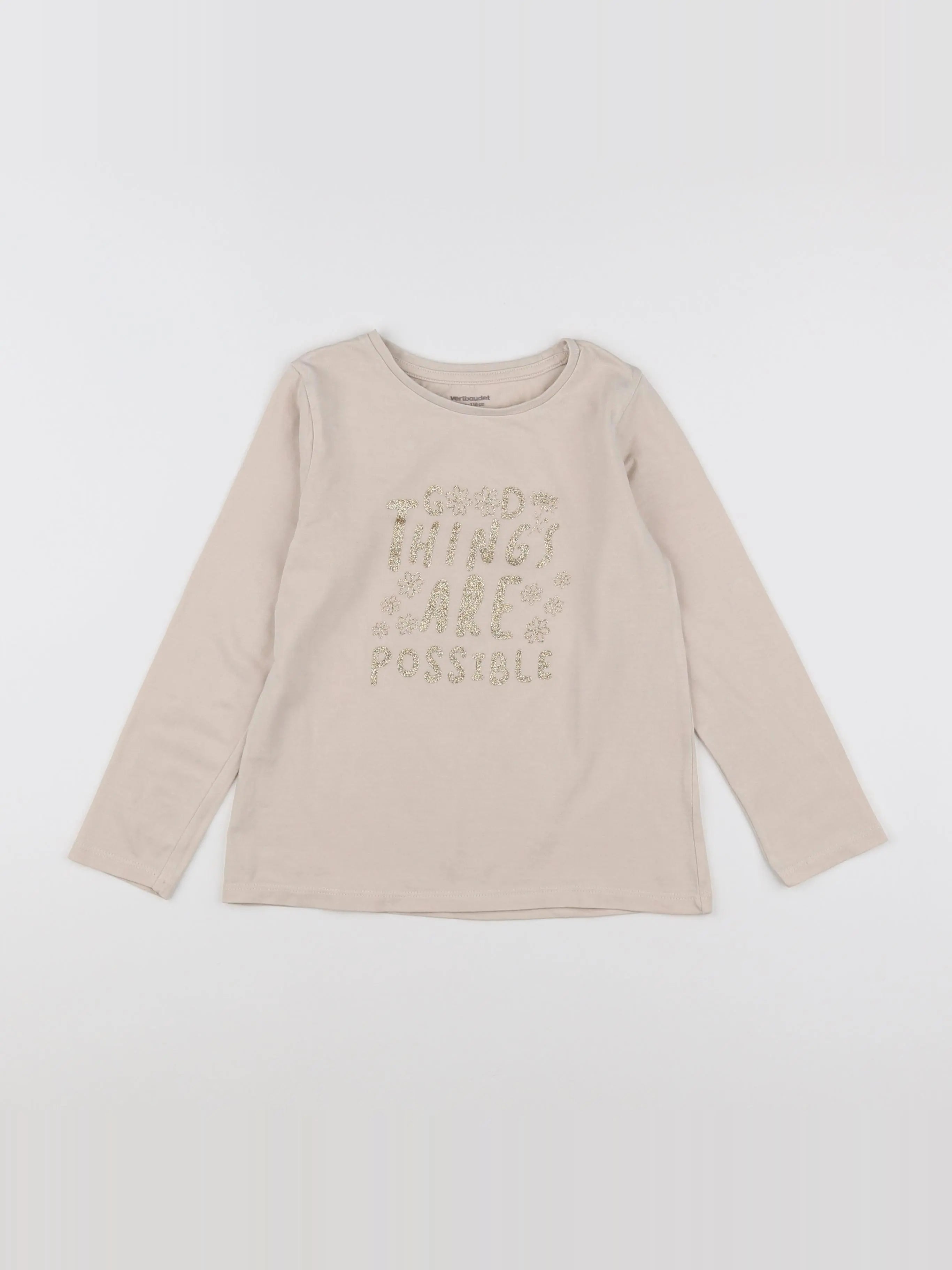 Vertbaudet - tee-shirt rose, or - 6 ans