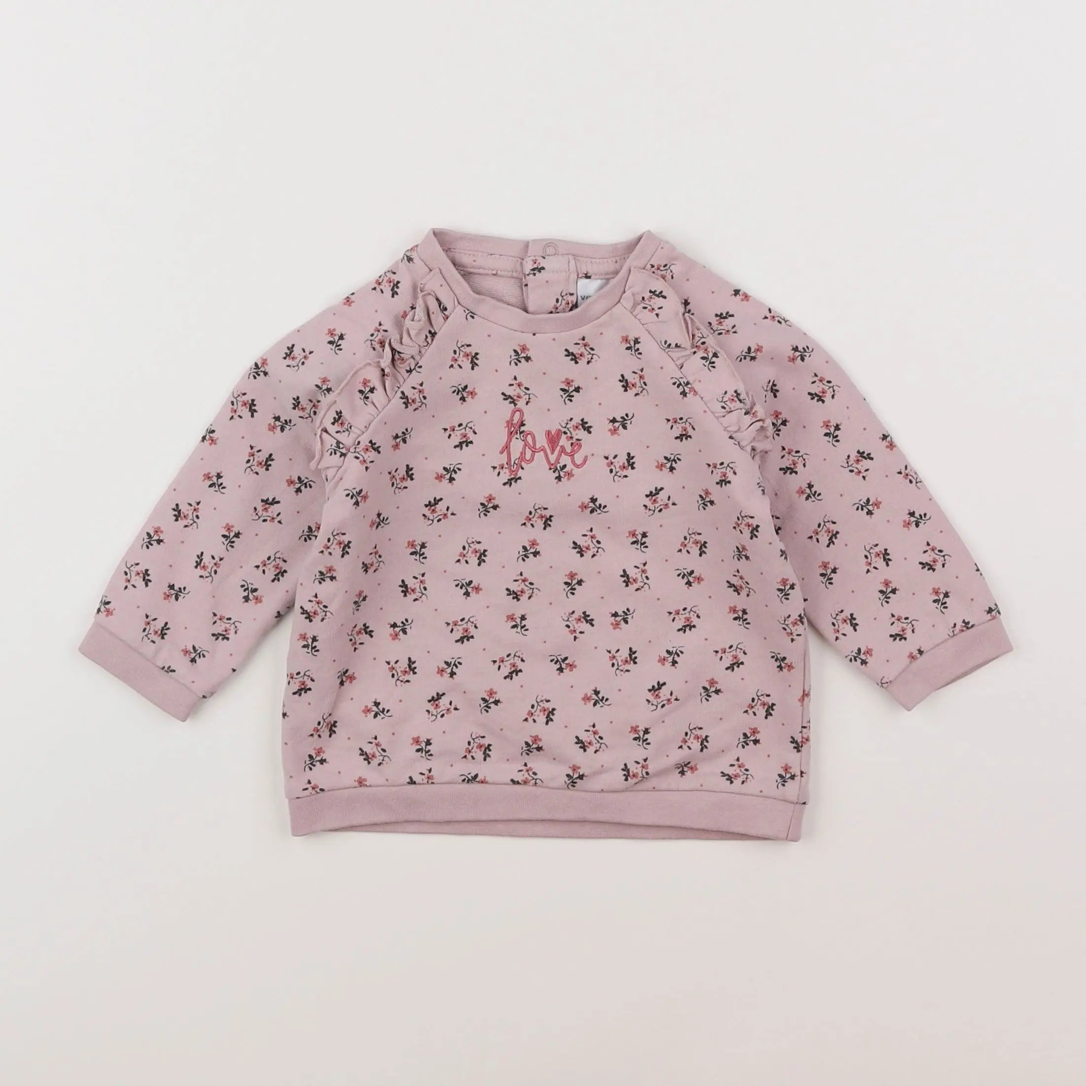 Vertbaudet - sweat rose - 9 mois
