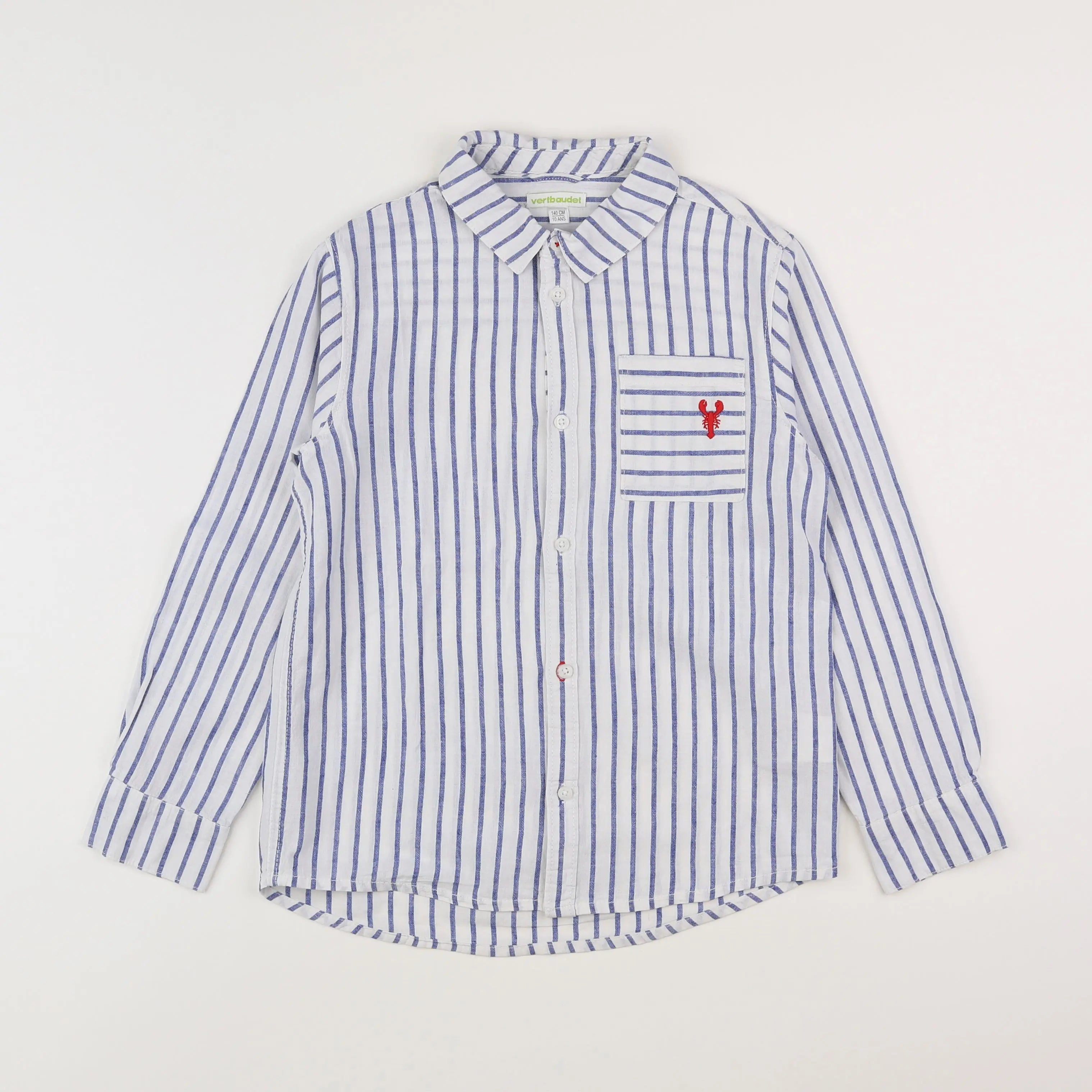Vertbaudet - chemise bleu, blanc - 10 ans