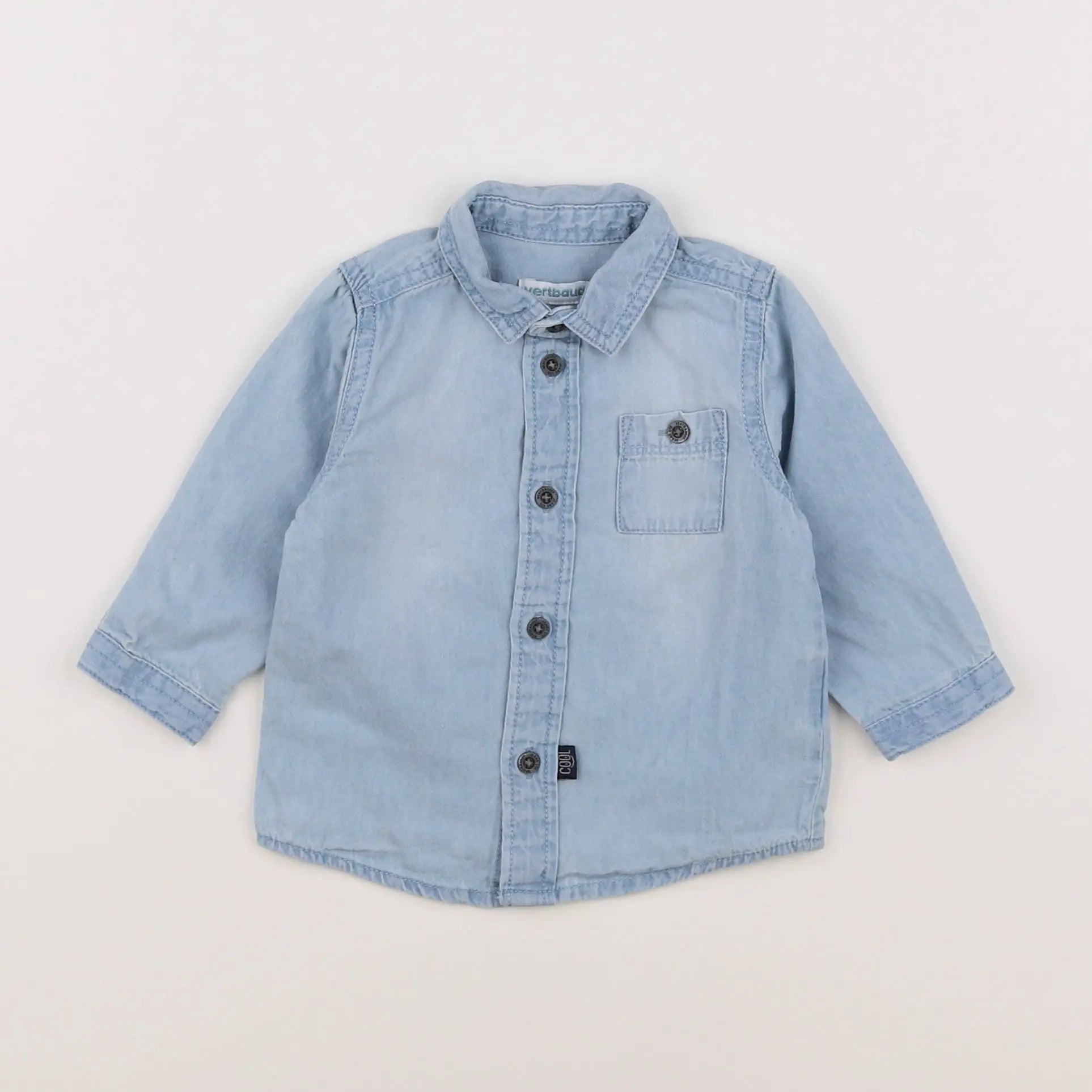 Vertbaudet - chemise bleu - 6 mois