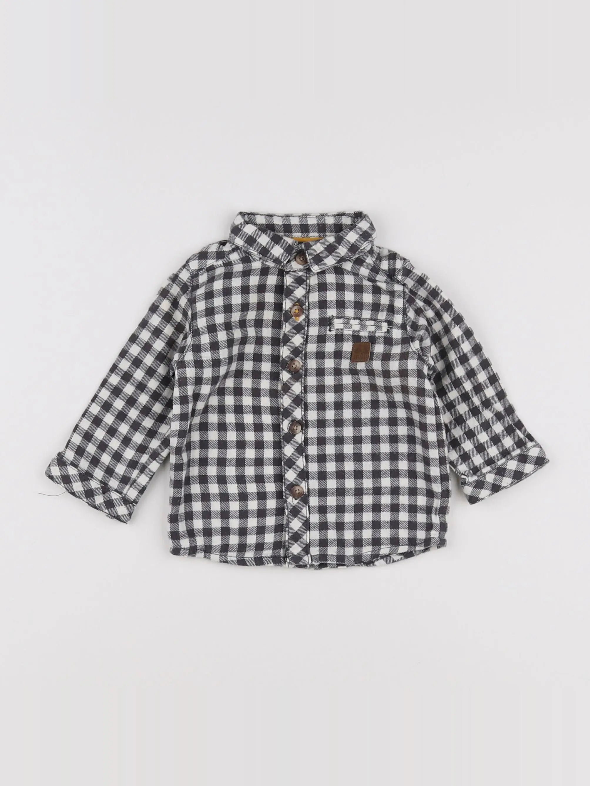 Vertbaudet - chemise gris, blanc - 6 mois
