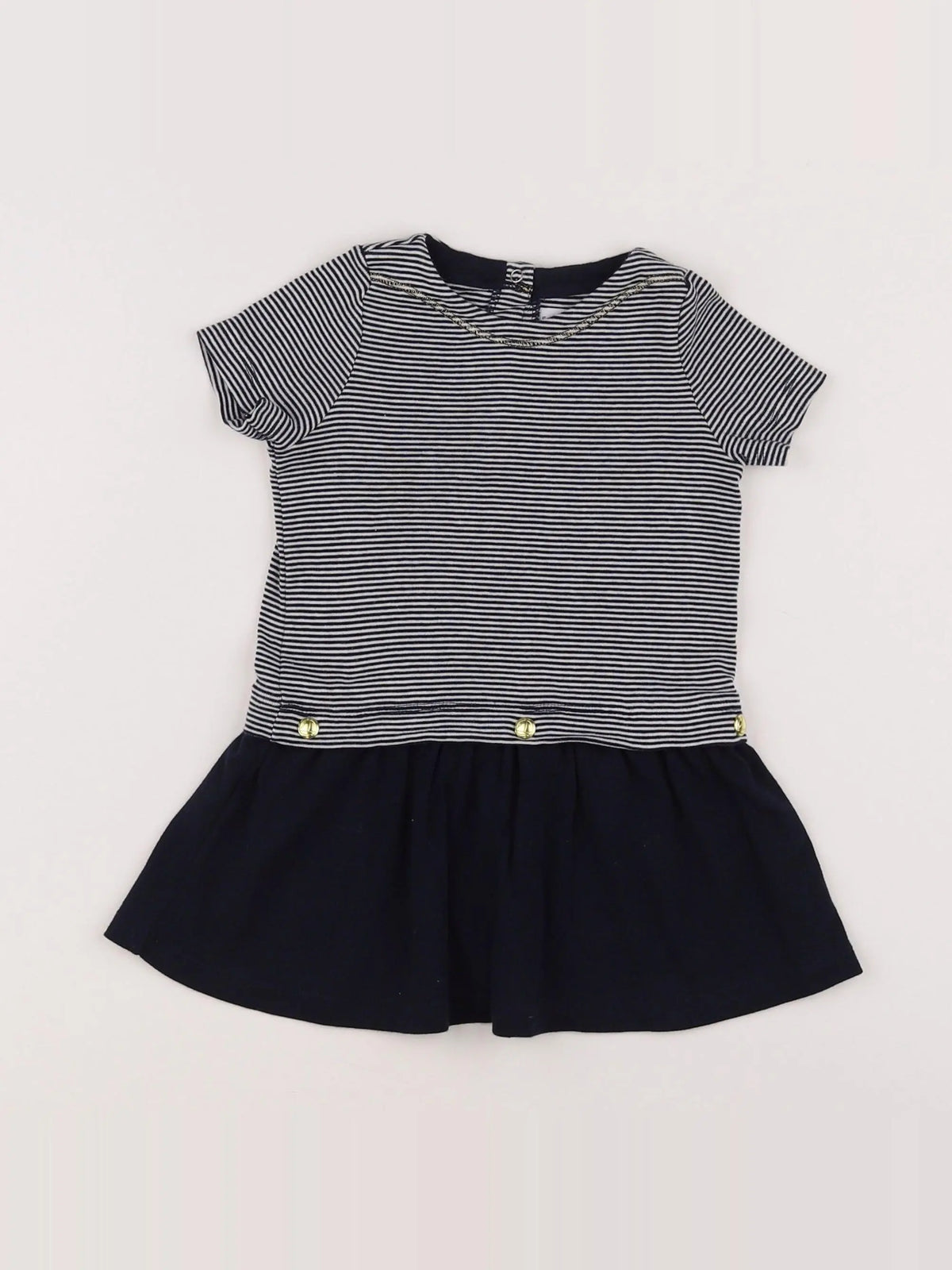Petit Bateau - robe bleu, blanc - 12 mois
