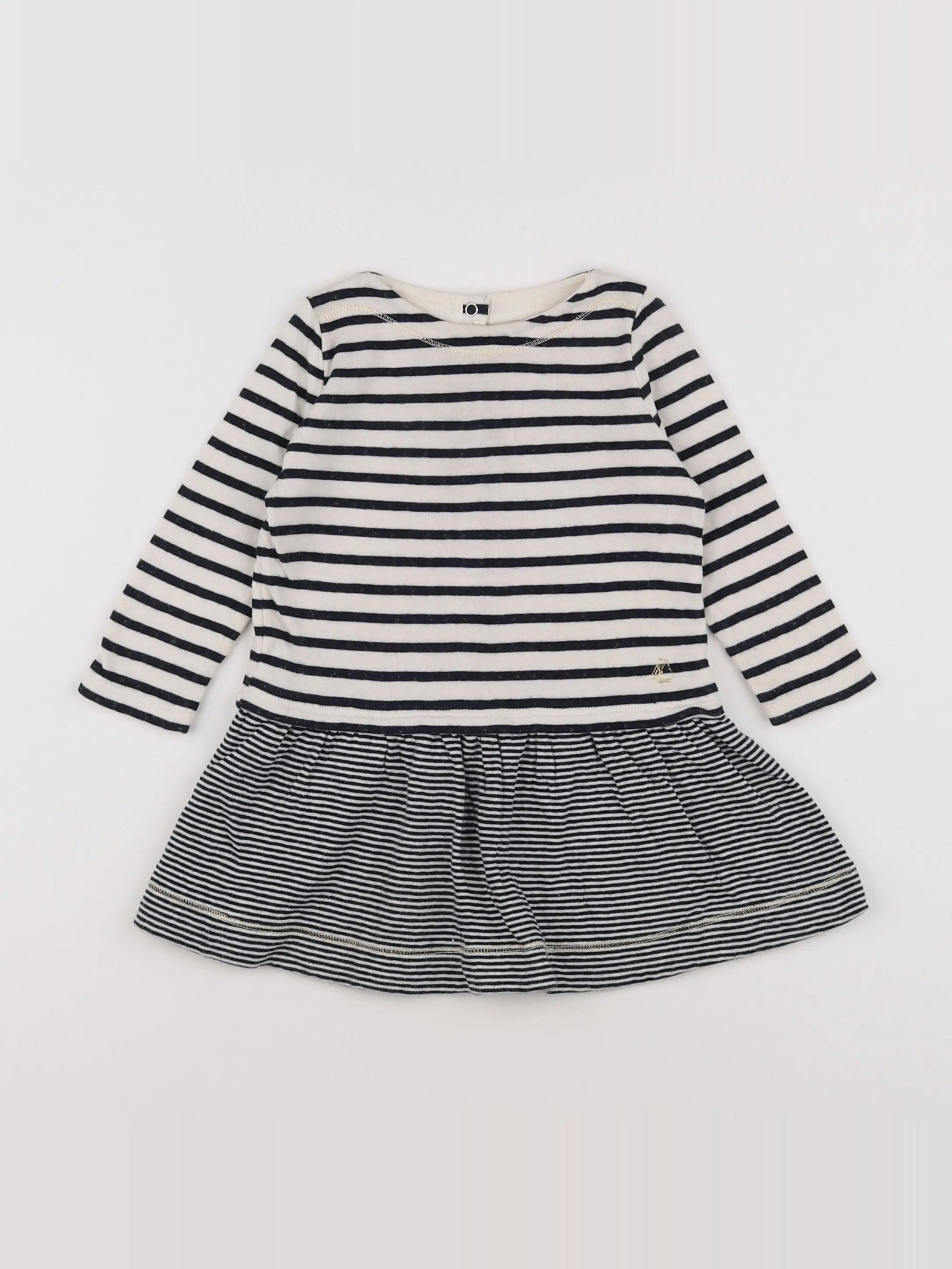 Petit Bateau - robe blanc, bleu - 12 mois