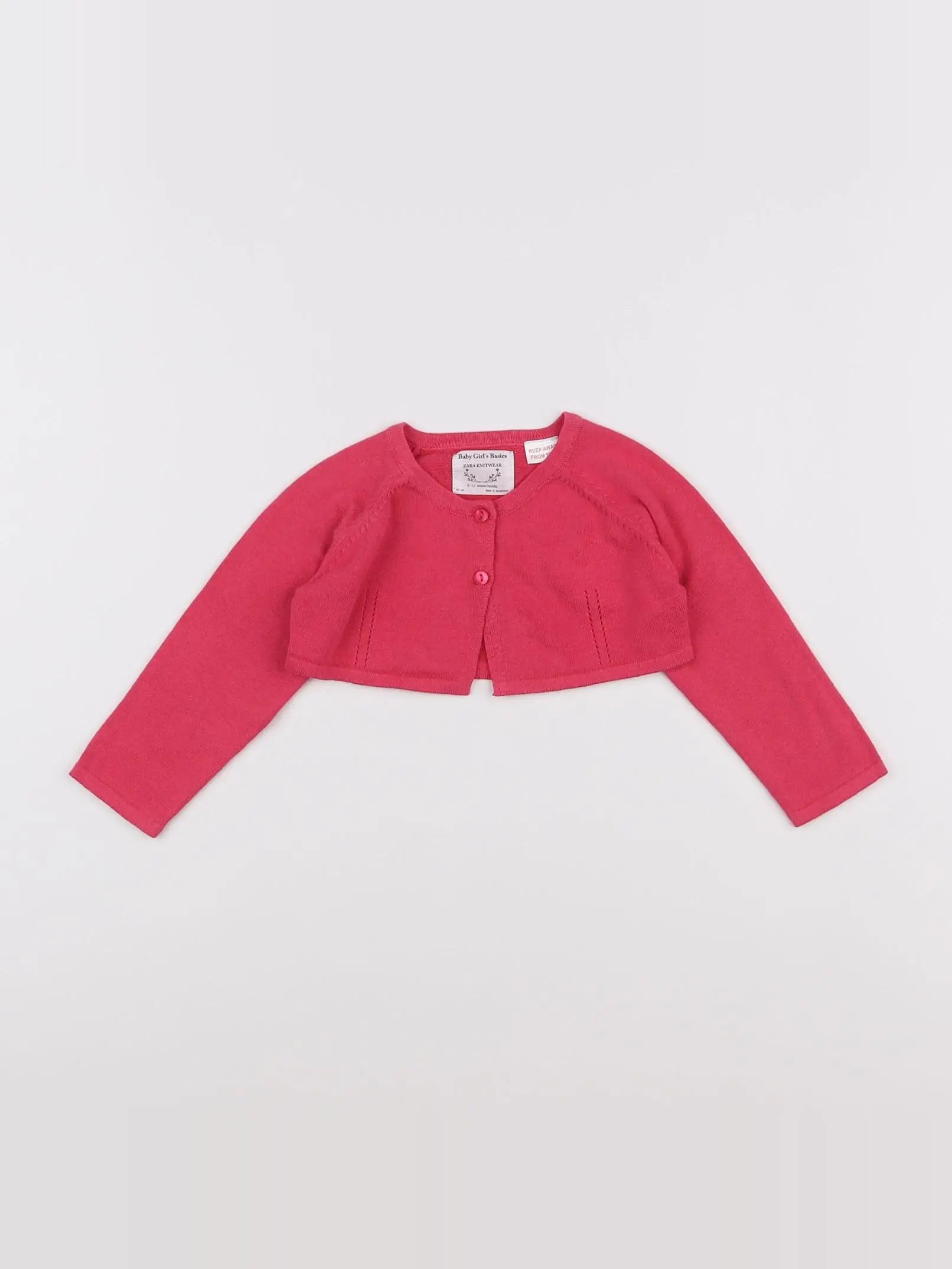 Zara - gilet rose - 9/12 mois