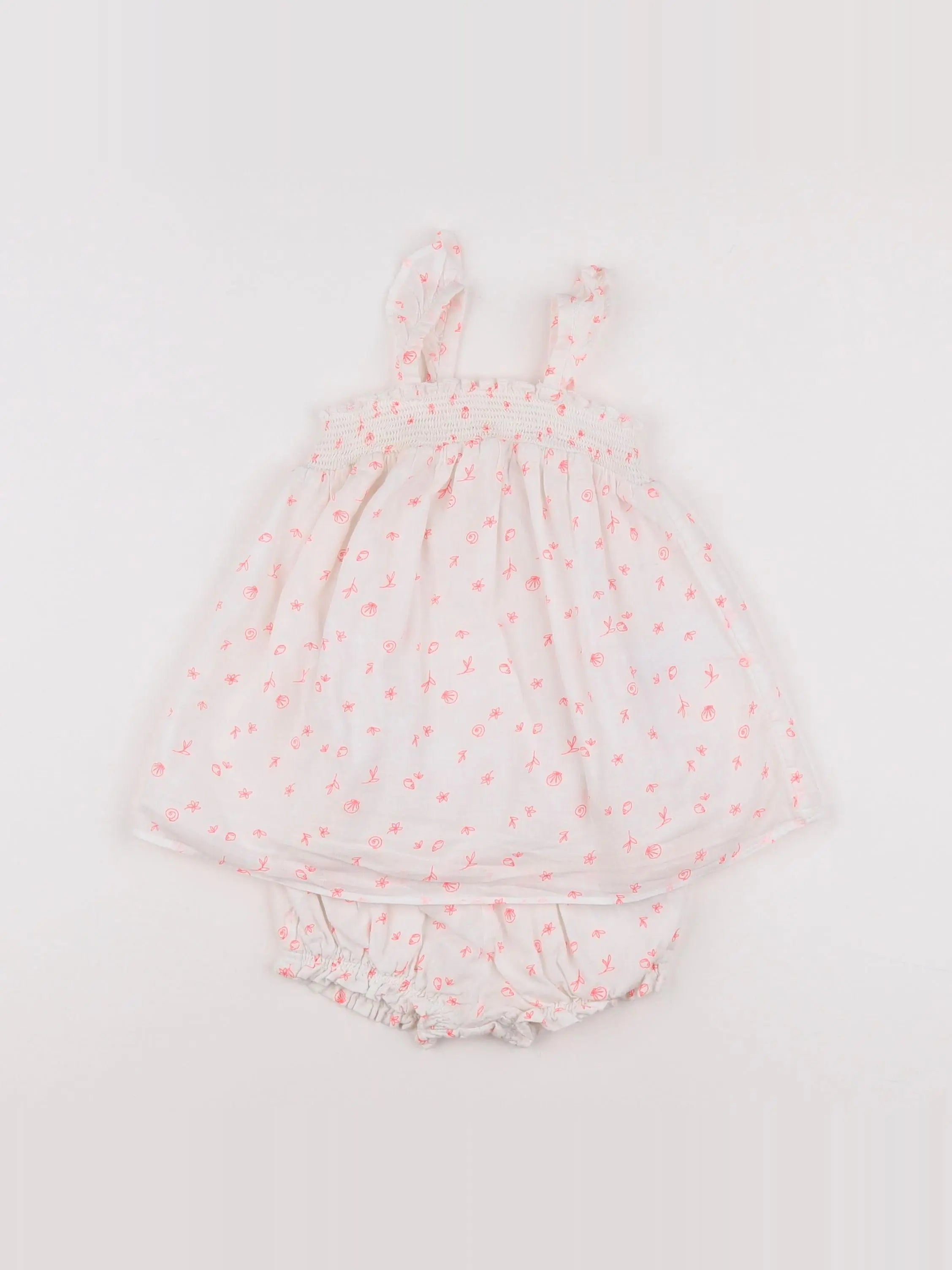 Vertbaudet - robe blanc, orange - 6 mois