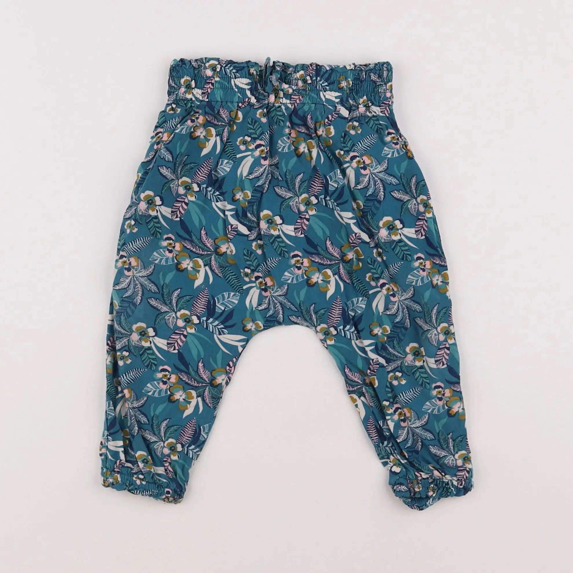 Vertbaudet - pantalon bleu, vert - 12 mois