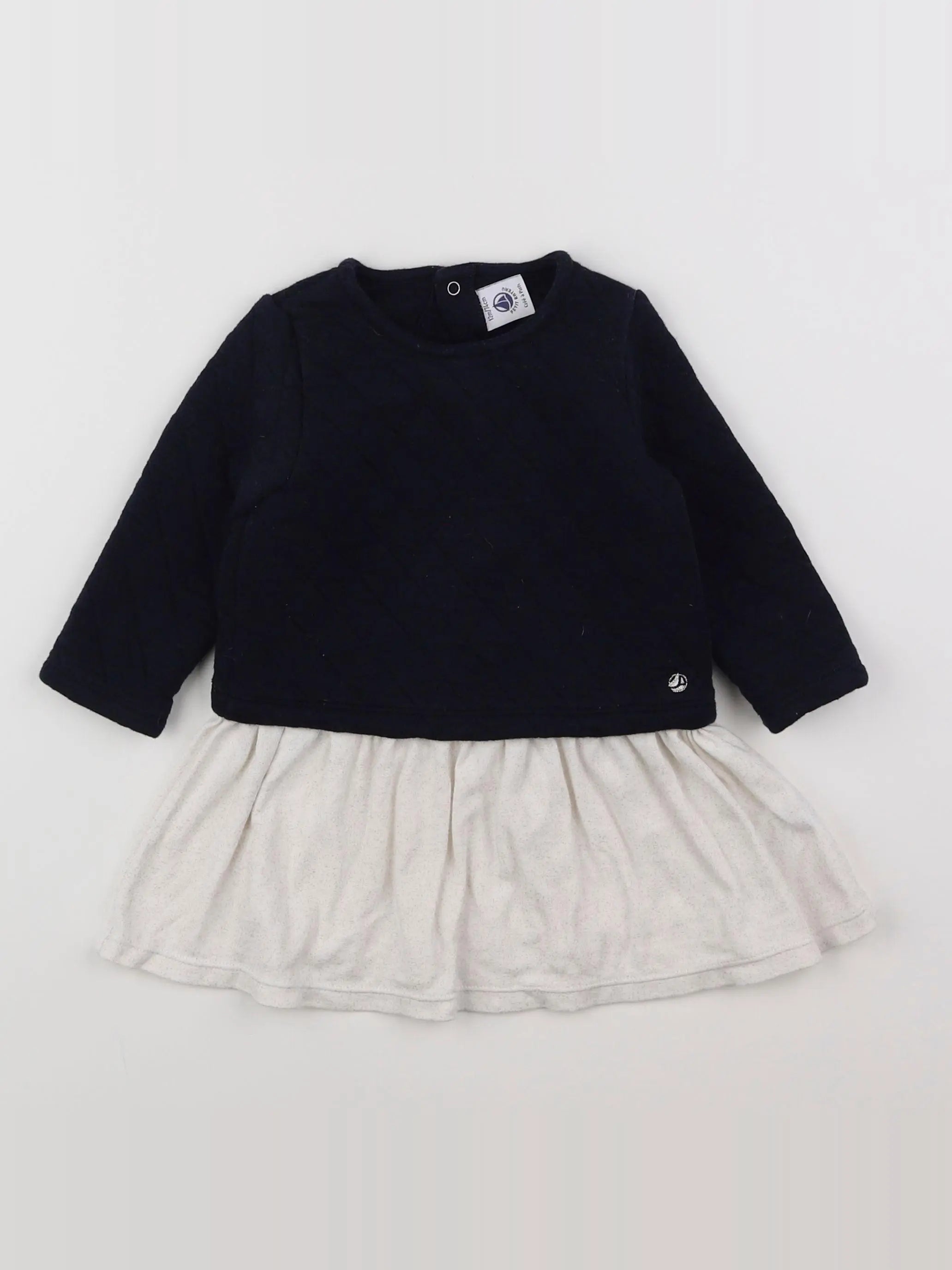Petit Bateau - robe bleu, beige - 12 mois