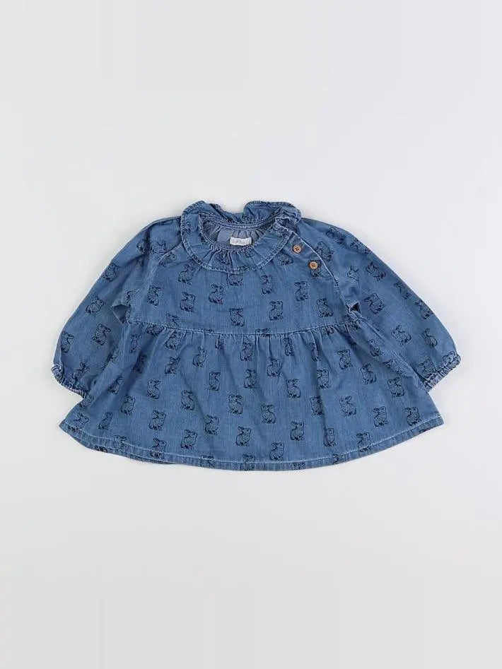 Boutchou - blouse bleu - 6 mois