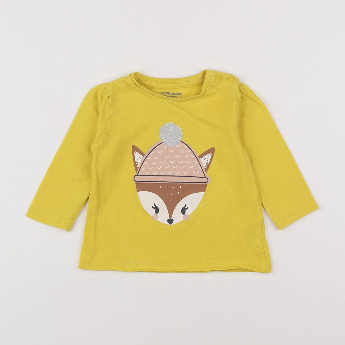 Vertbaudet - tee-shirt jaune, marron - 6 mois