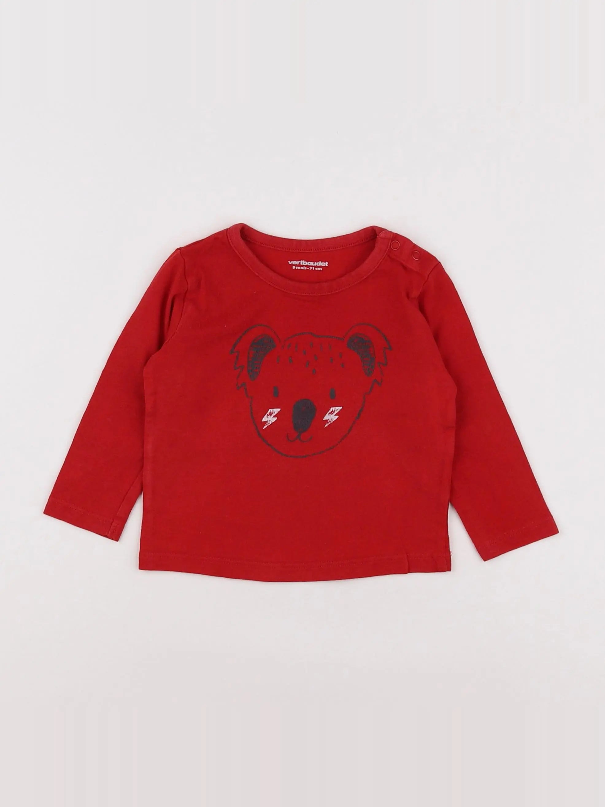 Vertbaudet - tee-shirt rouge - 9 mois