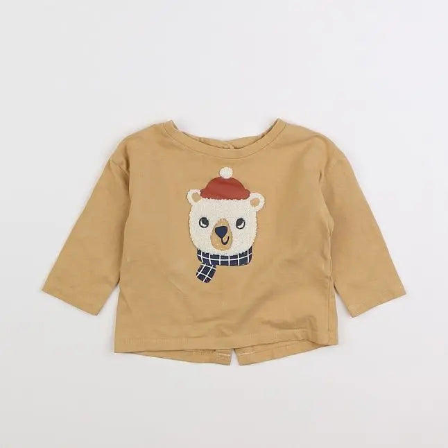 Vertbaudet - tee-shirt beige - 6 mois