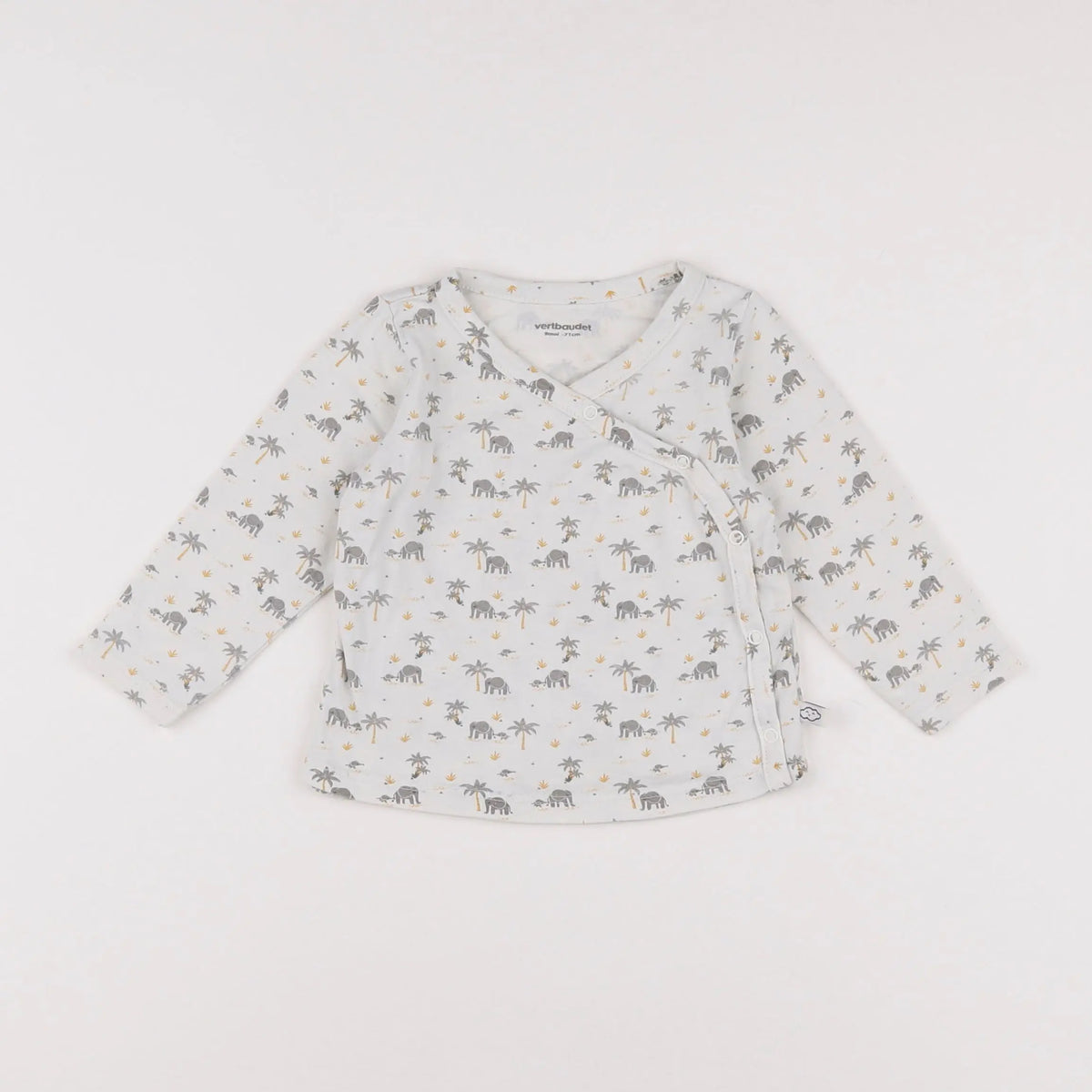 Vertbaudet - tee-shirt blanc, gris - 9 mois
