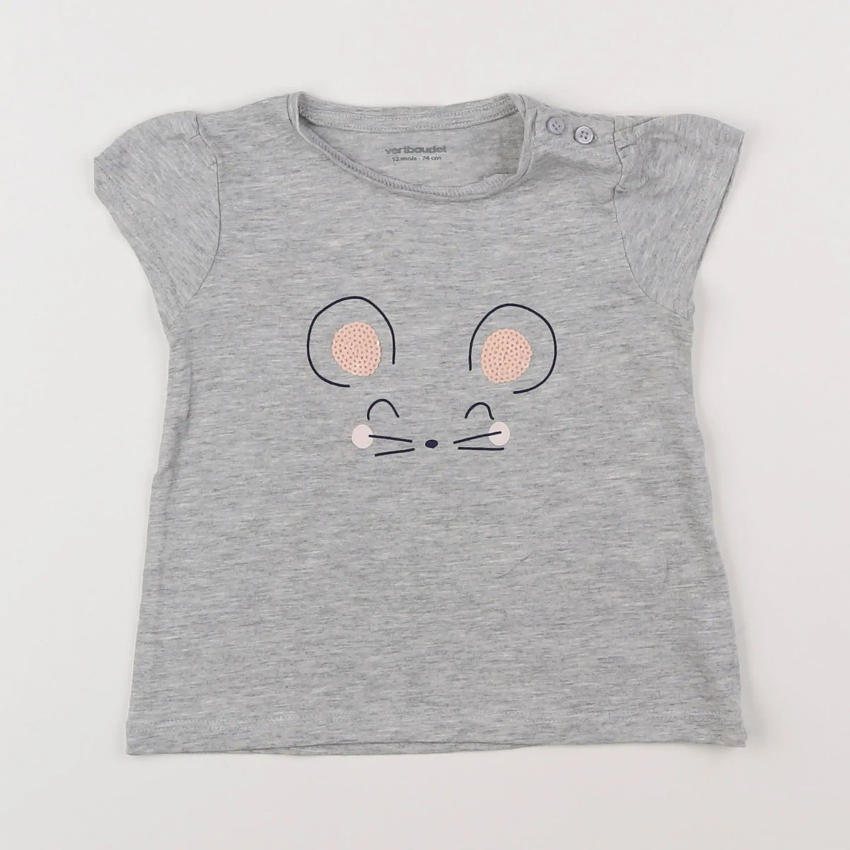 Vertbaudet - tee-shirt gris - 12 mois