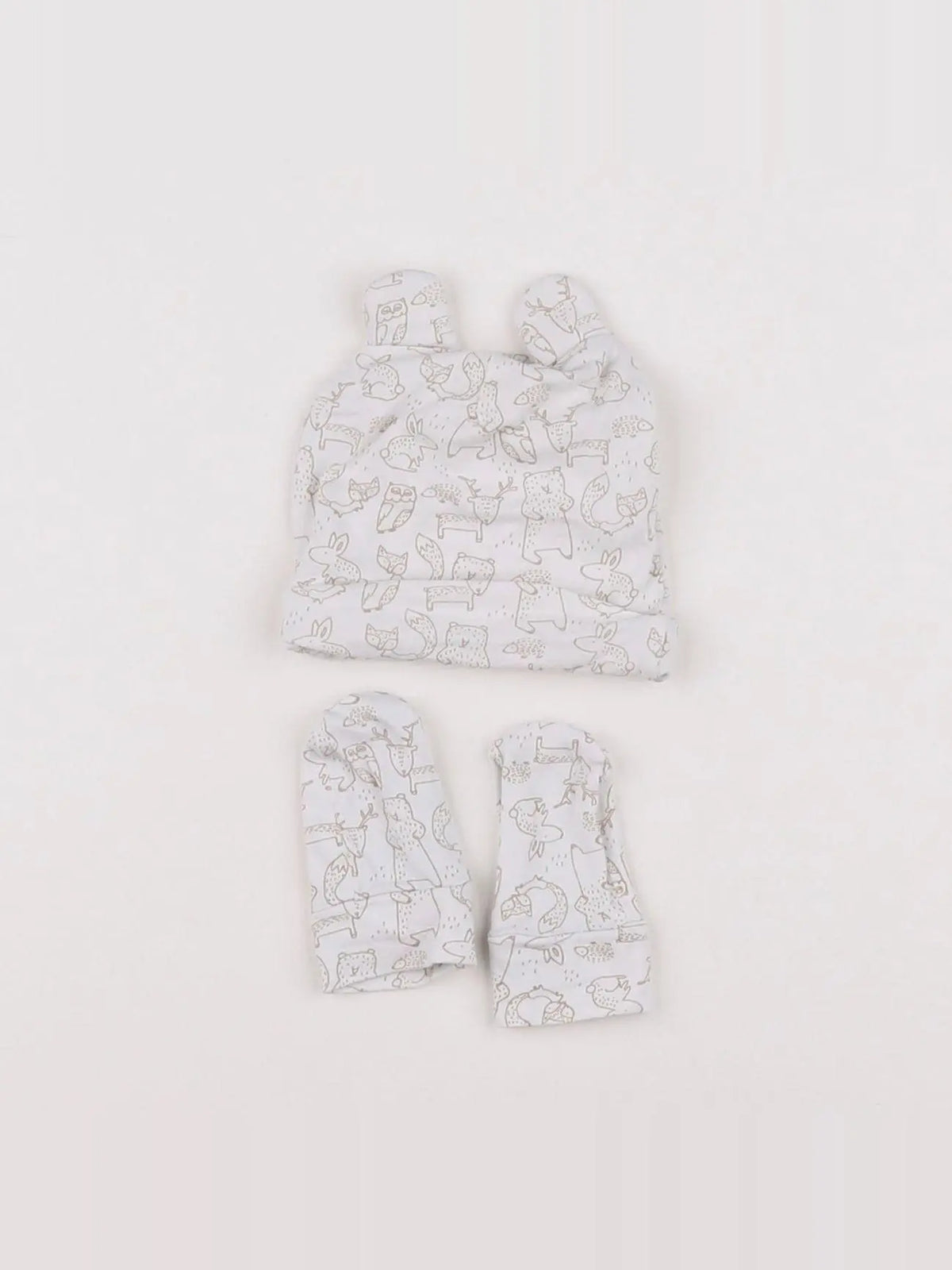 Vertbaudet - ensemble bonnet/moufles gris - Prématuré