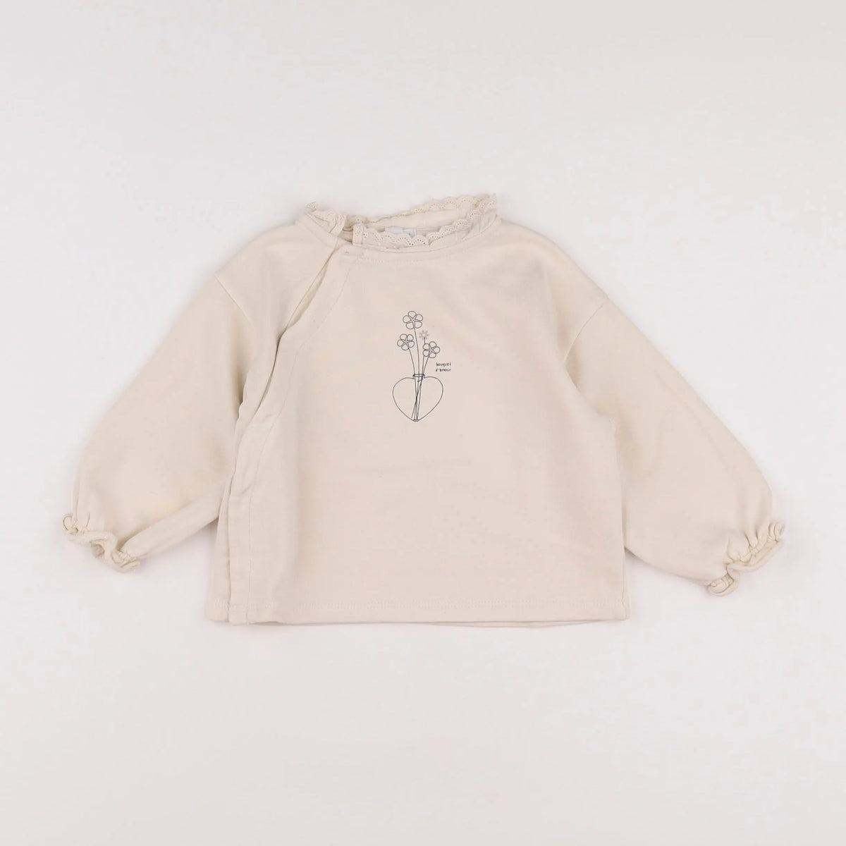 Vertbaudet - sweat beige - 12 mois