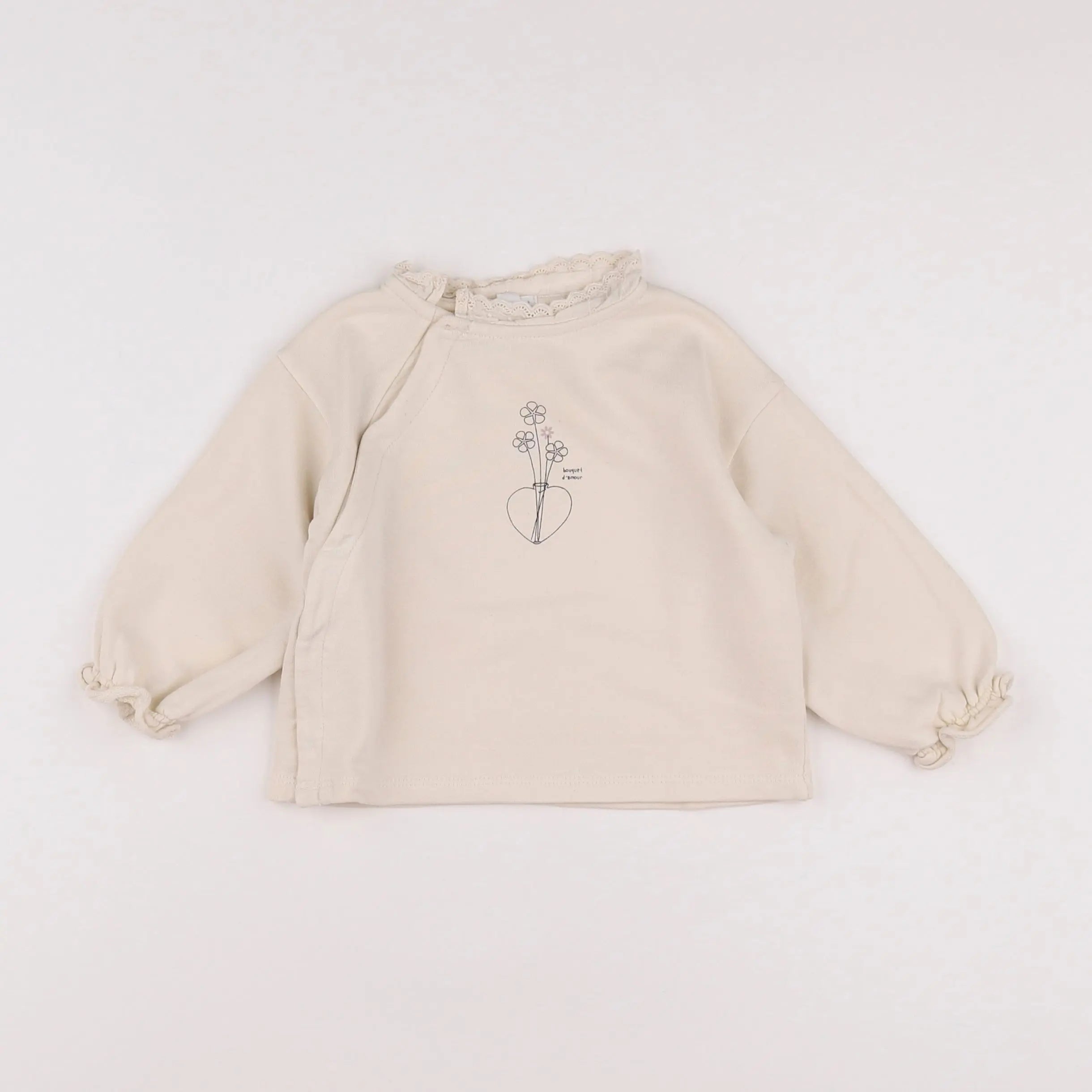 Vertbaudet - sweat beige - 12 mois