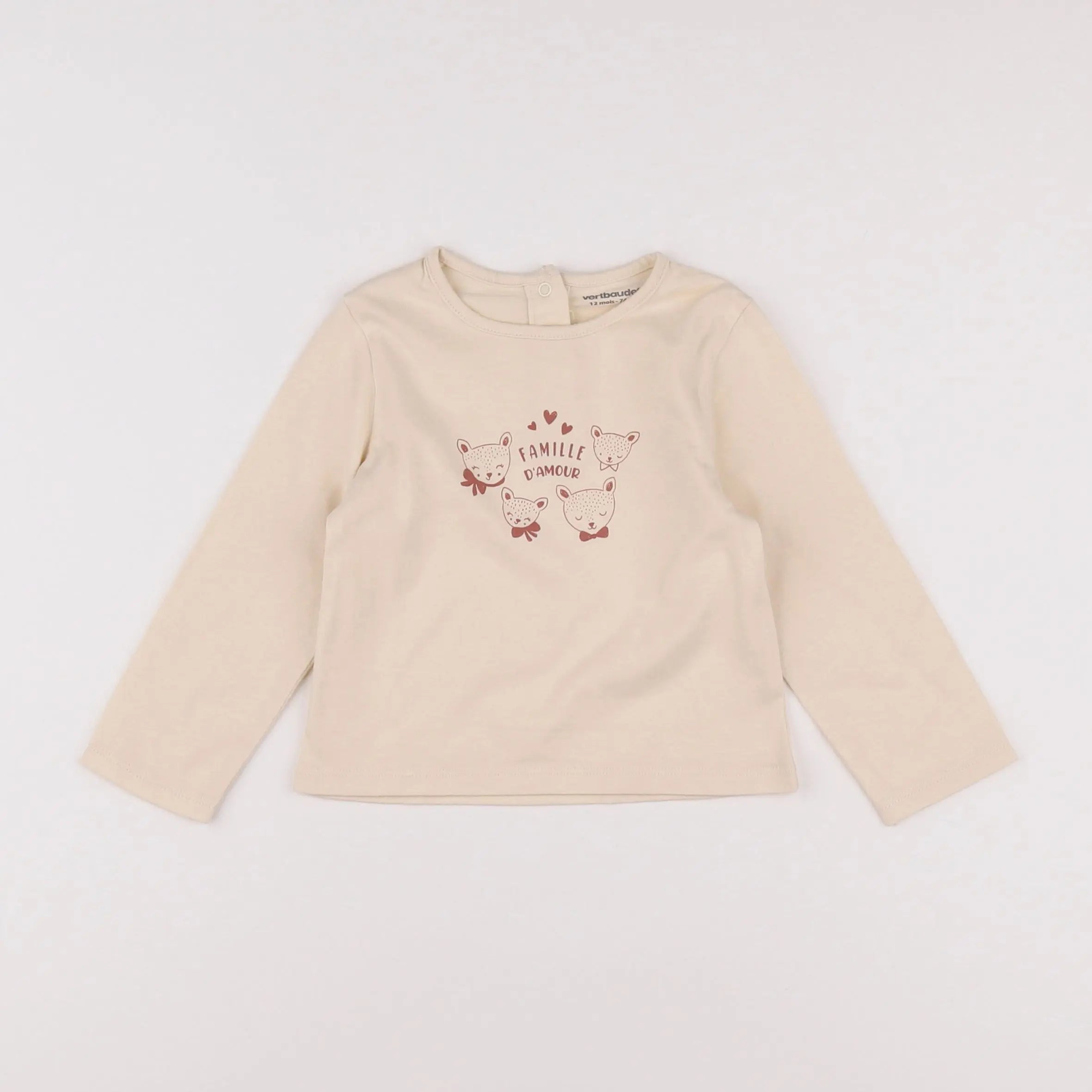 Vertbaudet - tee-shirt beige - 12 mois