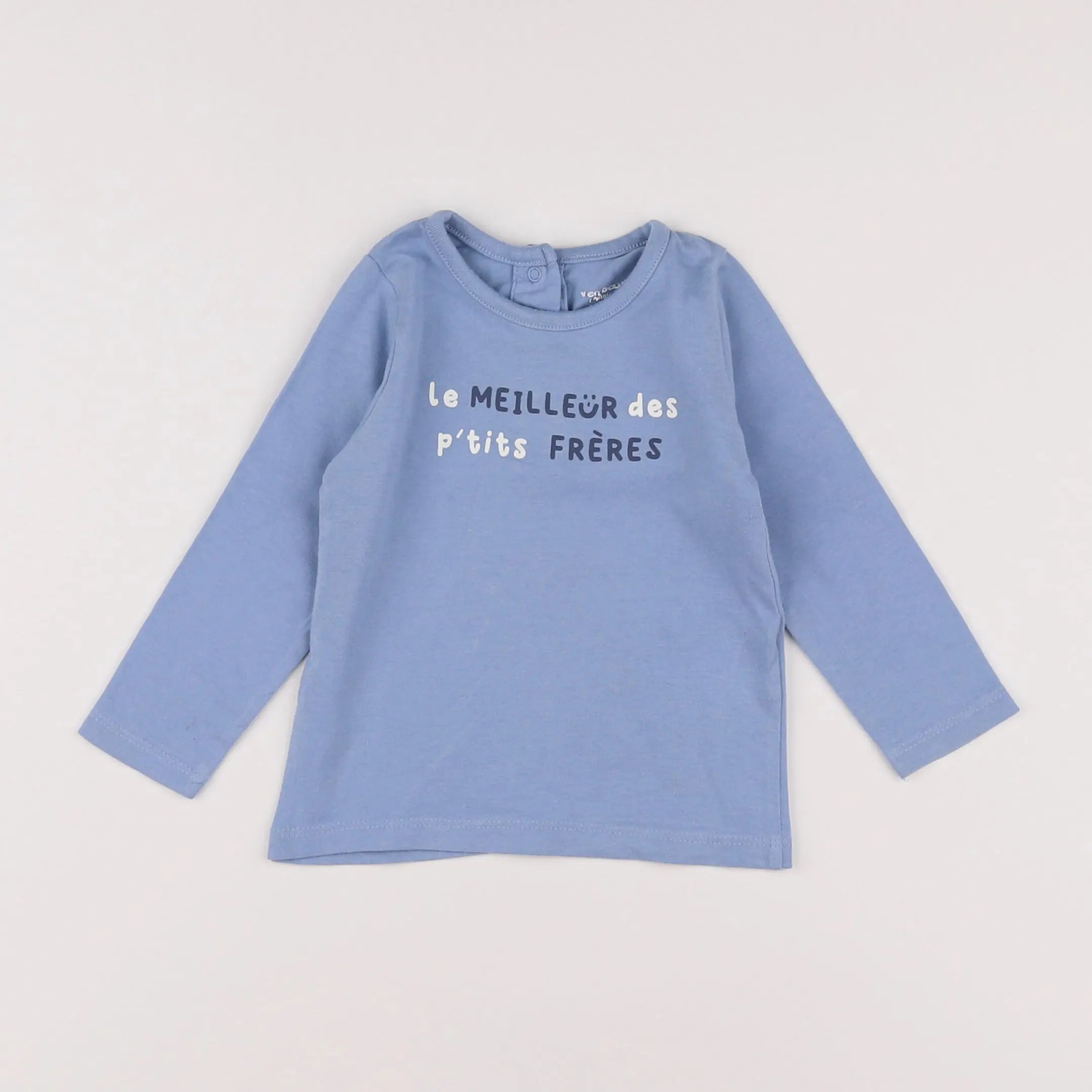 Vertbaudet - tee-shirt bleu - 12 mois