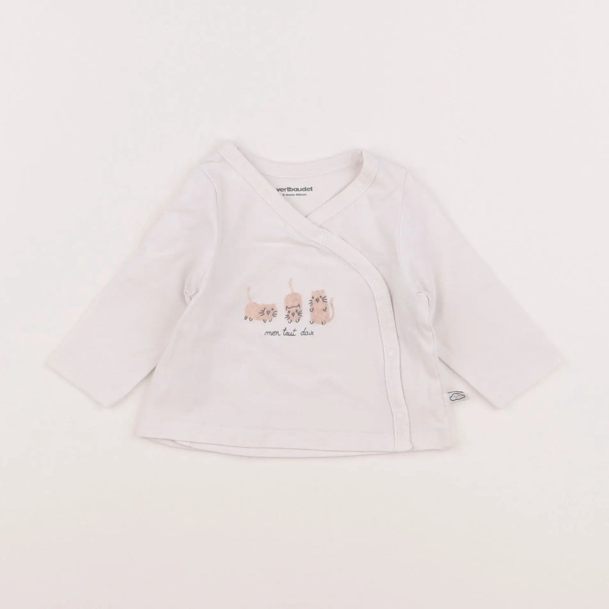Vertbaudet - tee-shirt blanc - 3 mois