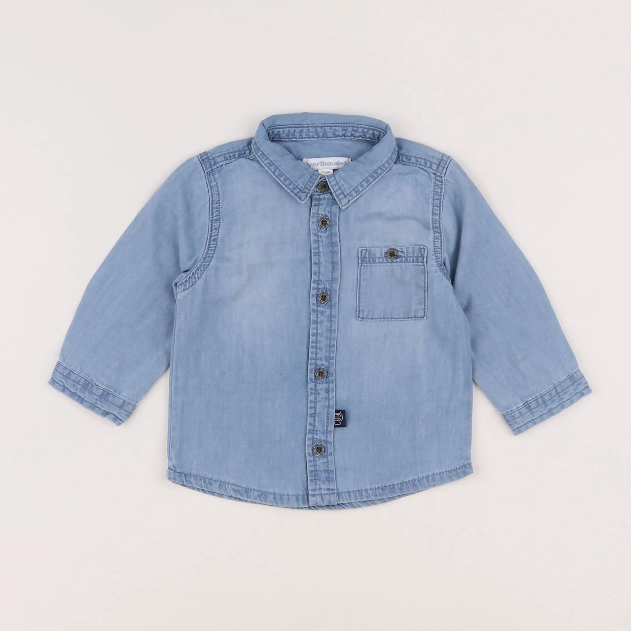 Vertbaudet - chemise bleu - 9 mois