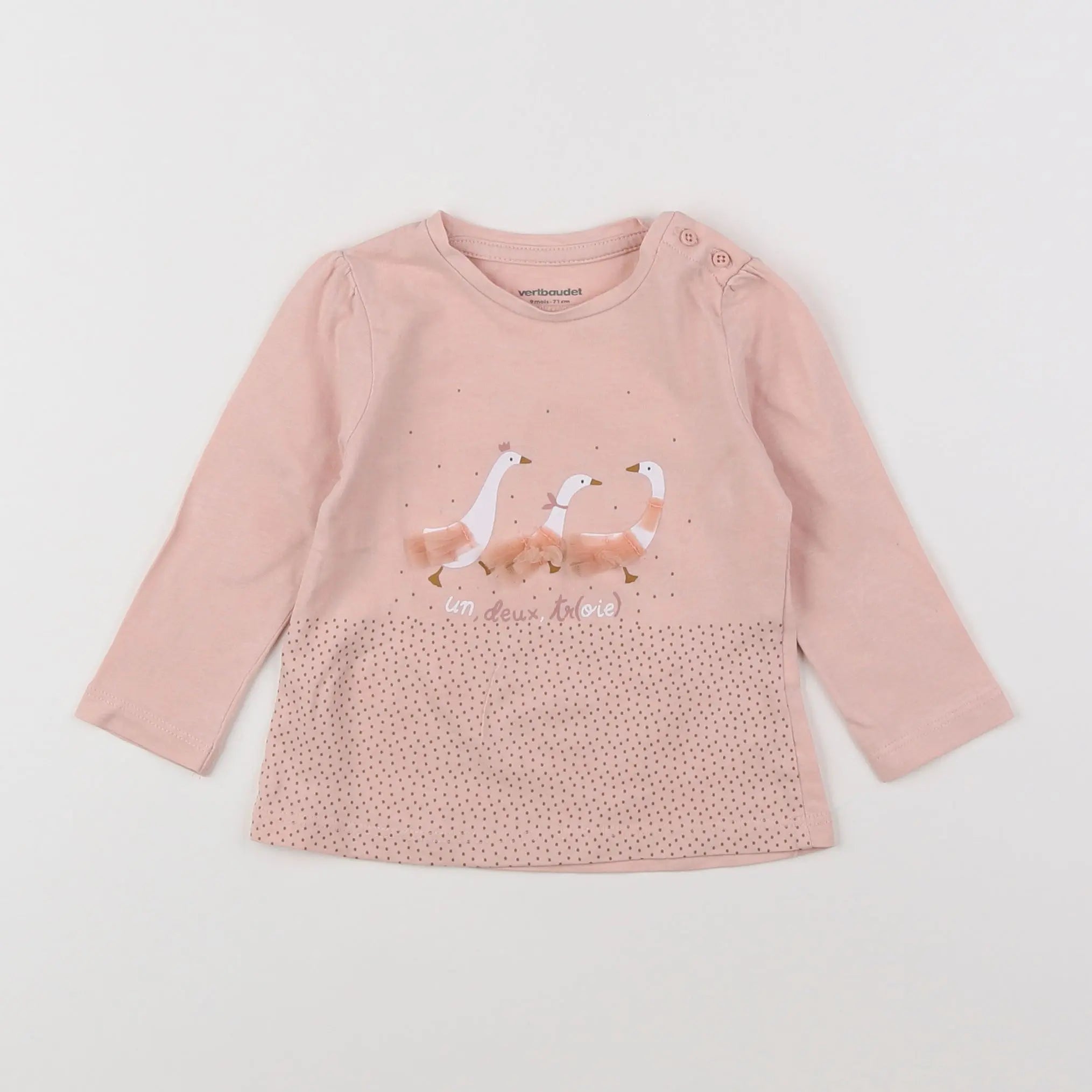 Vertbaudet - tee-shirt rose - 9 mois
