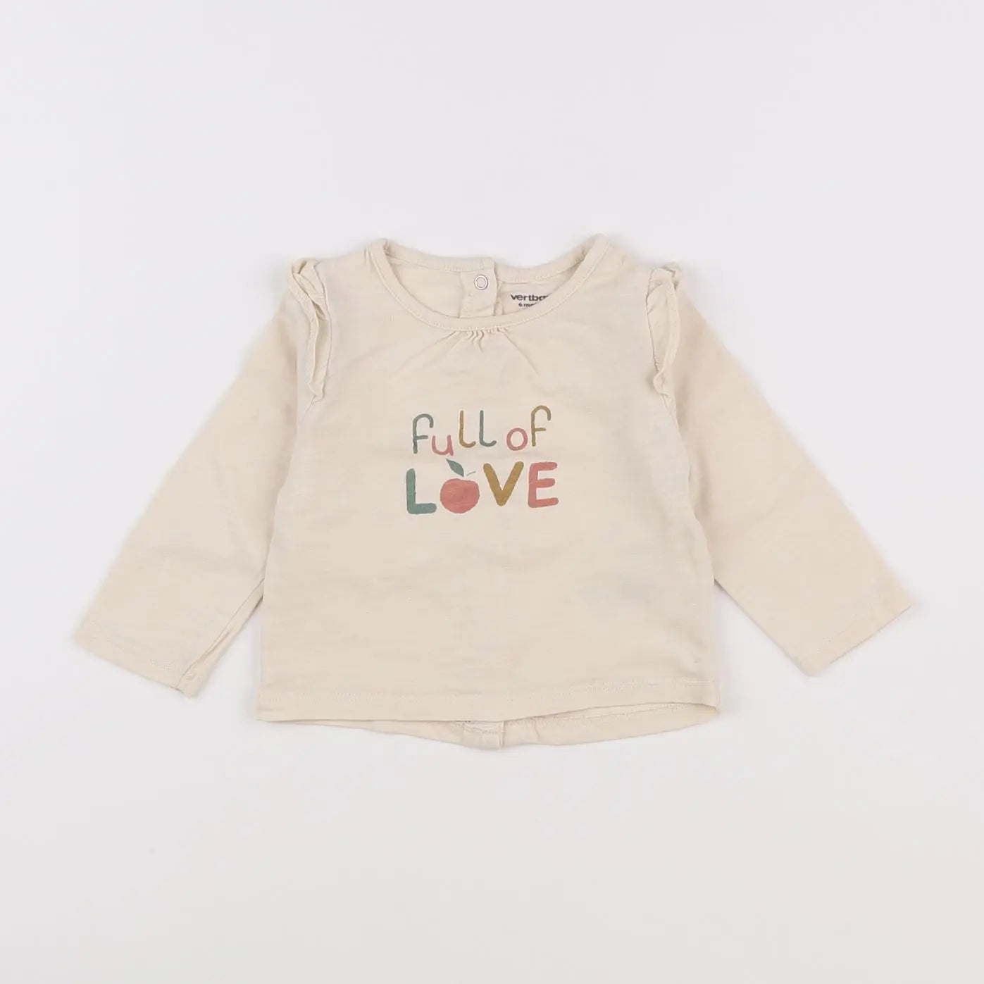 Vertbaudet - tee-shirt beige - 6 mois