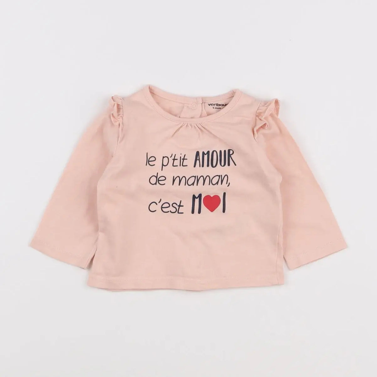 Vertbaudet - tee-shirt rose - 3 mois