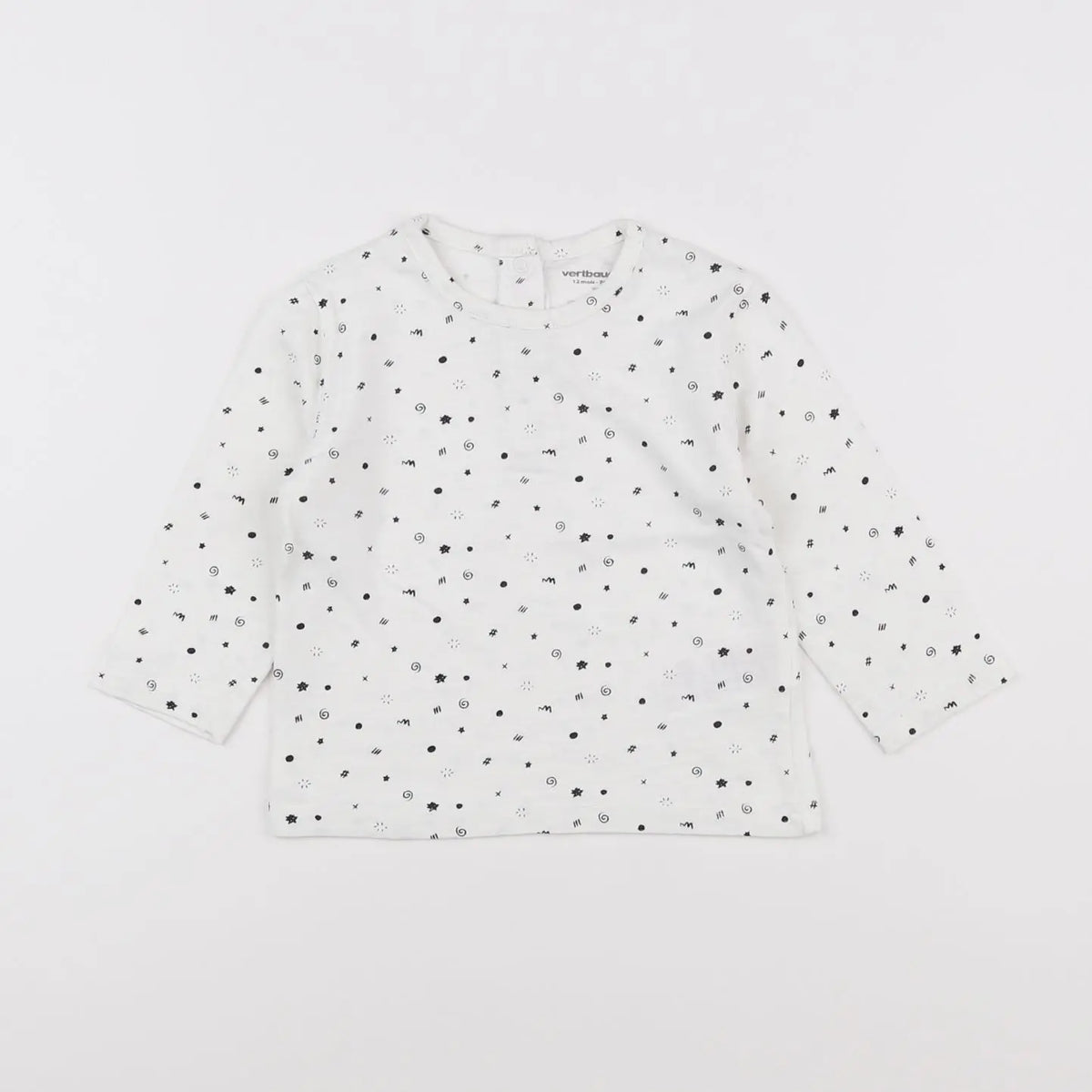 Vertbaudet - tee-shirt blanc, bleu - 12 mois
