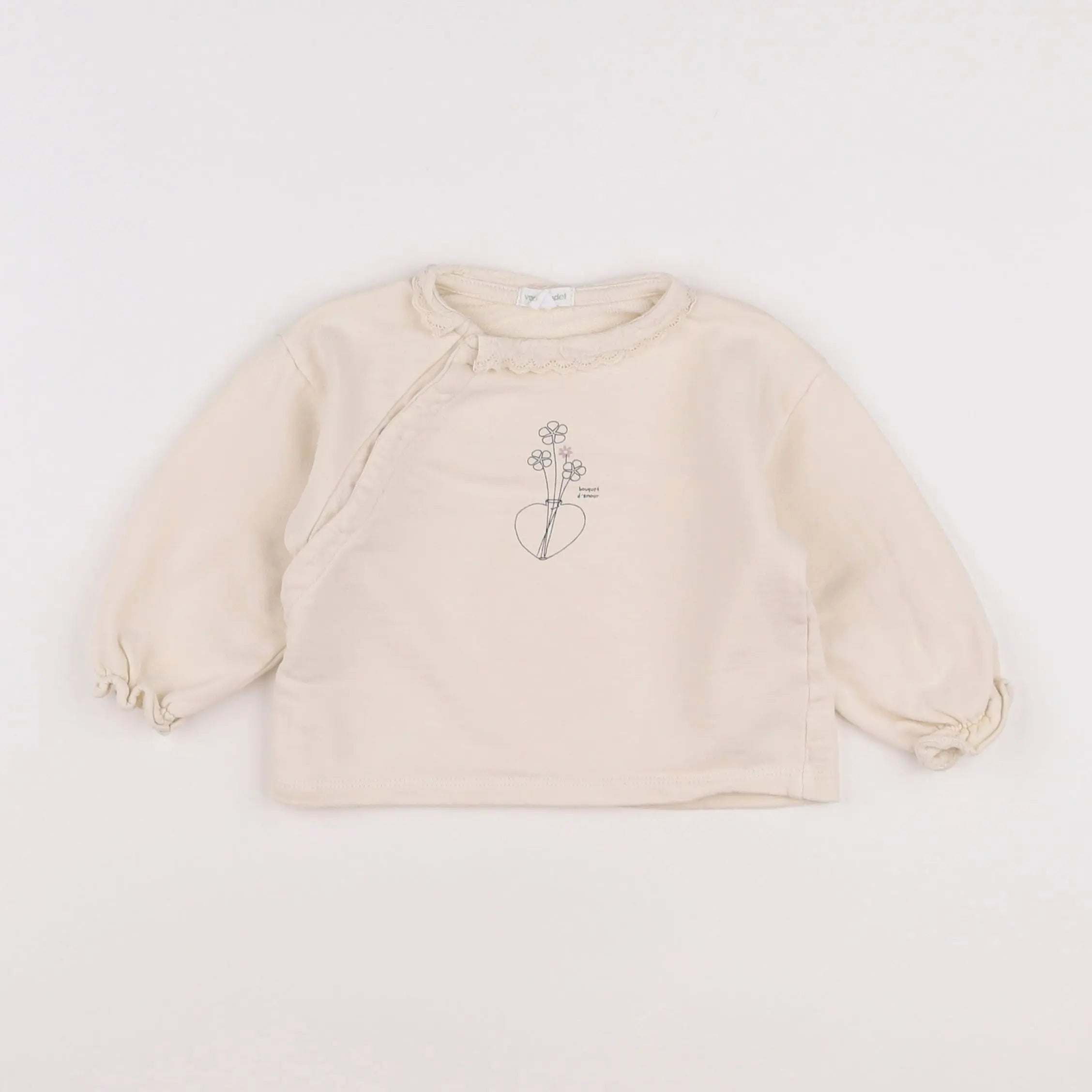 Vertbaudet - sweat beige - 12 mois