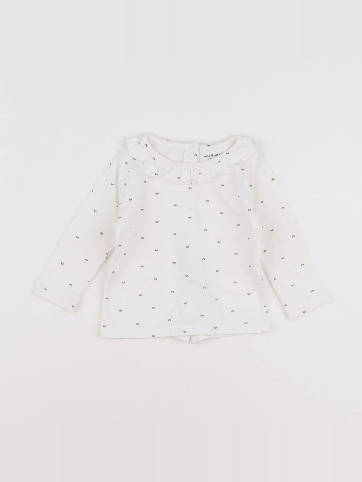 Vertbaudet - tee-shirt blanc, marron - 6 mois