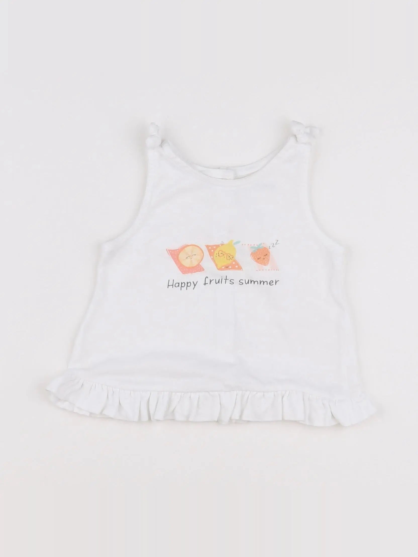 Vertbaudet - débardeur blanc, orange - 12 mois