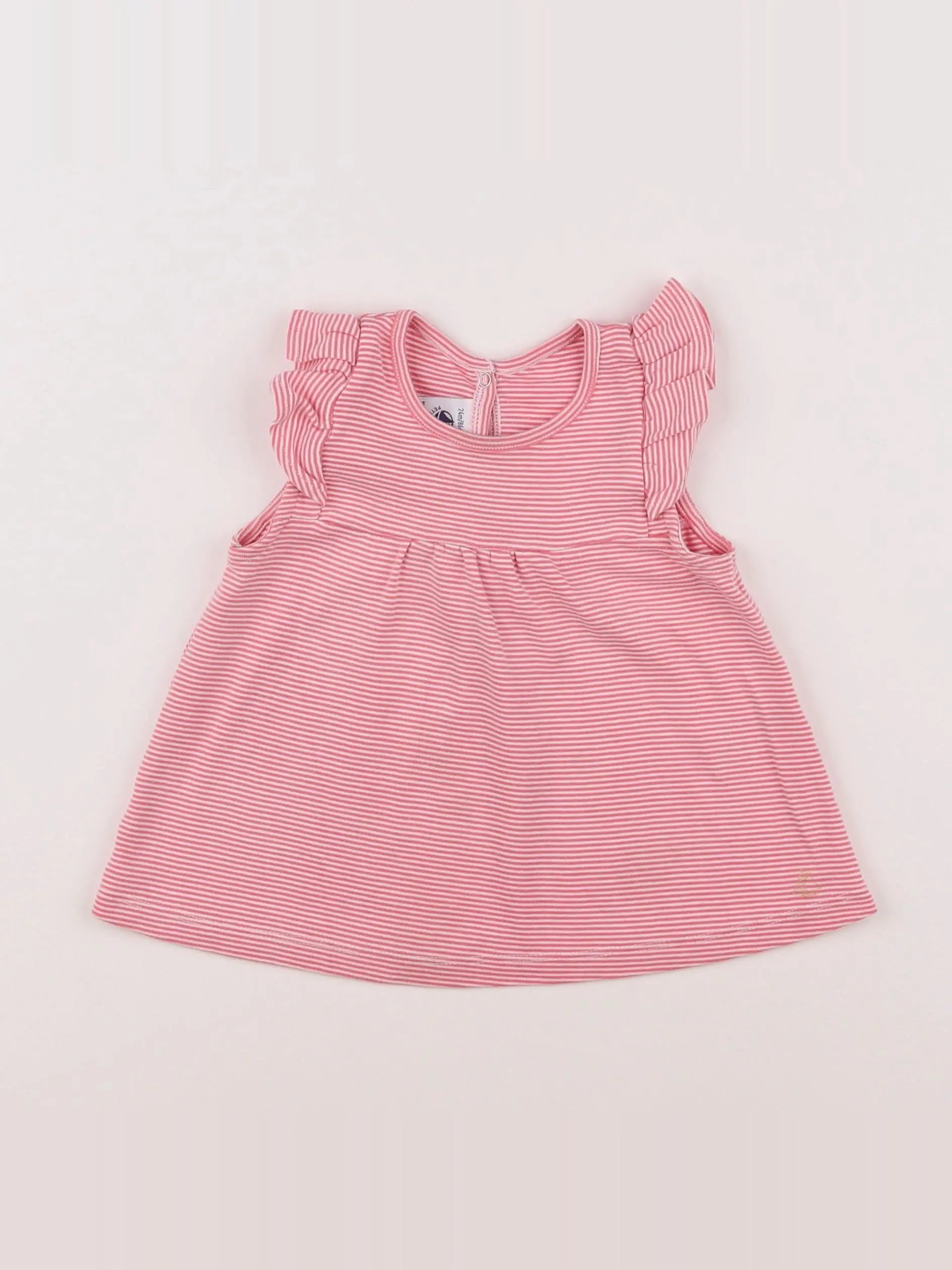 Petit Bateau - tee-shirt blanc, rose - 6 mois