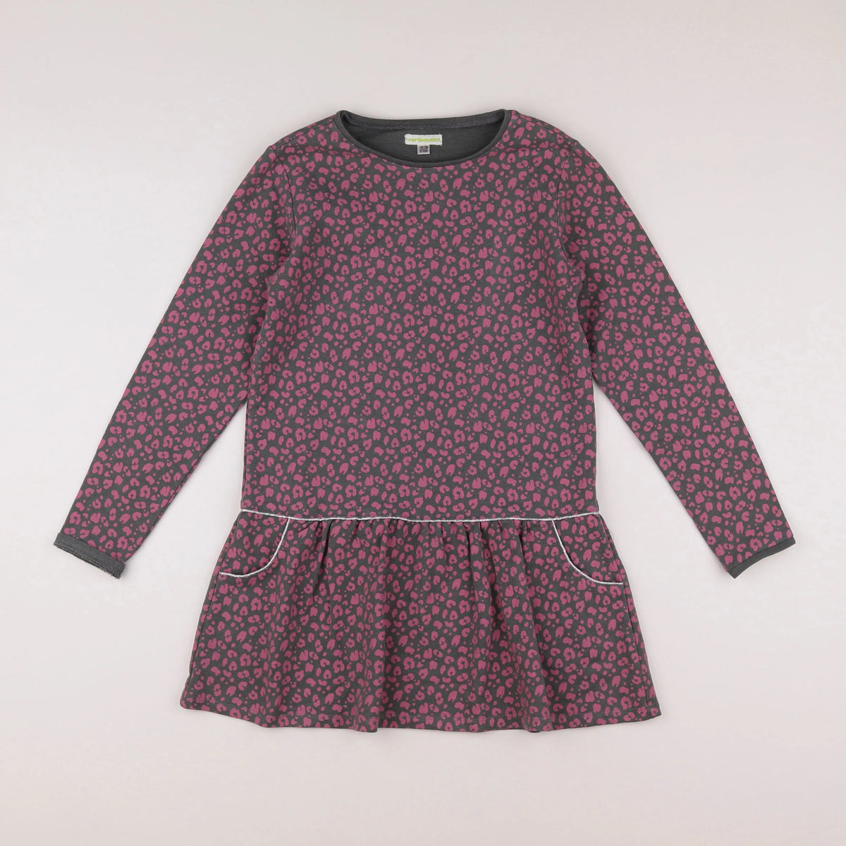 Vertbaudet - robe gris, violet - 10 ans