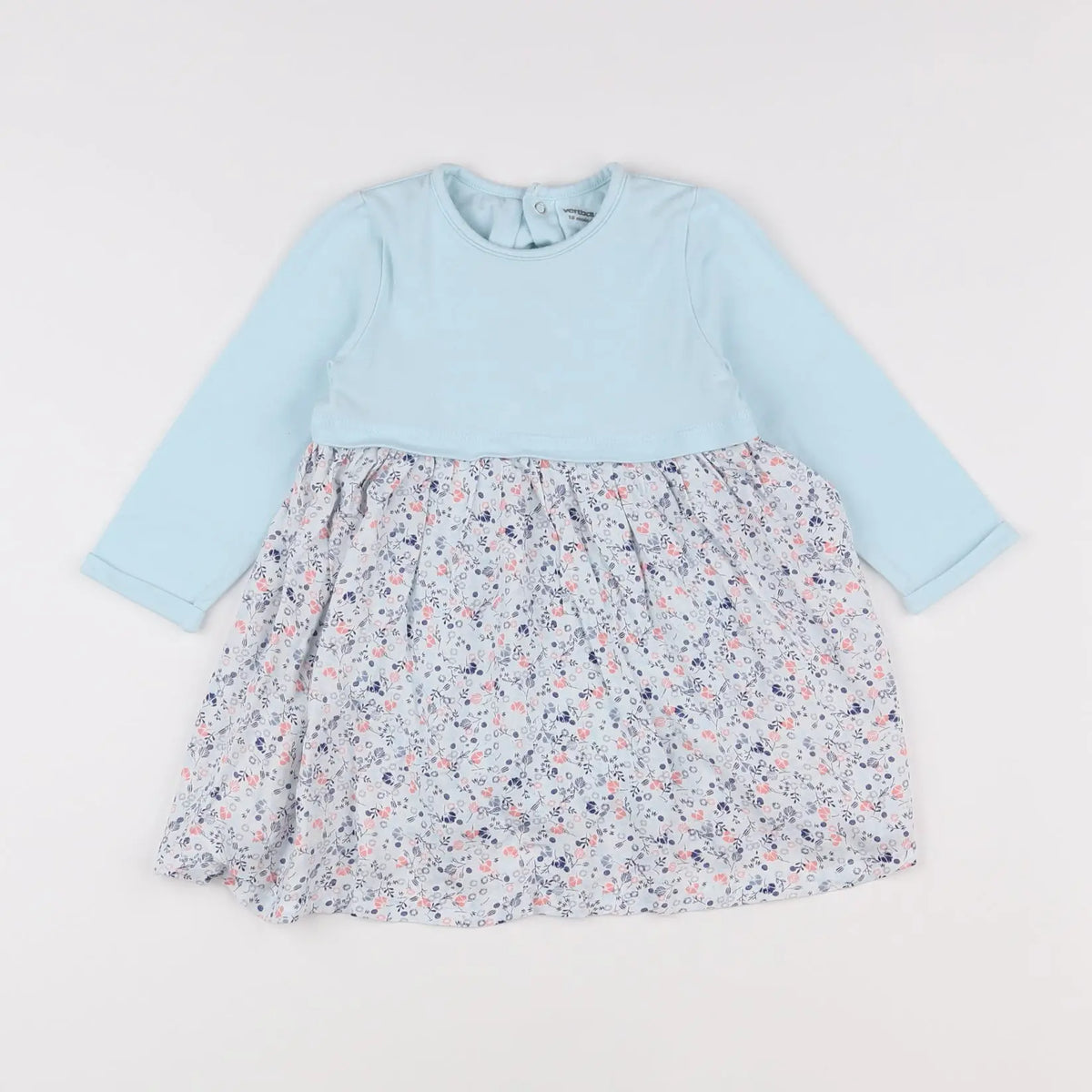 Vertbaudet - robe bleu, rose - 18 mois