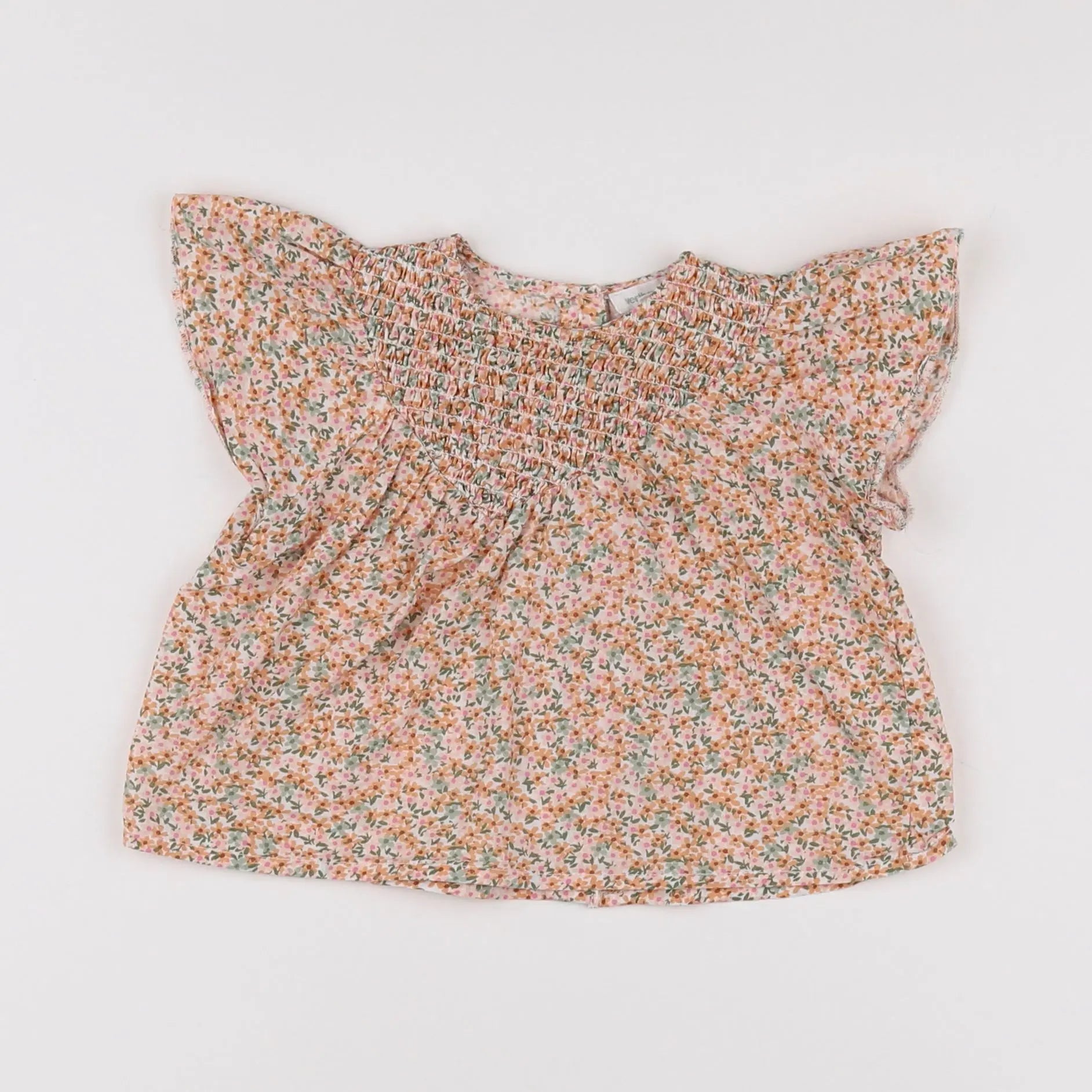 Vertbaudet - blouse orange, vert - 6 mois