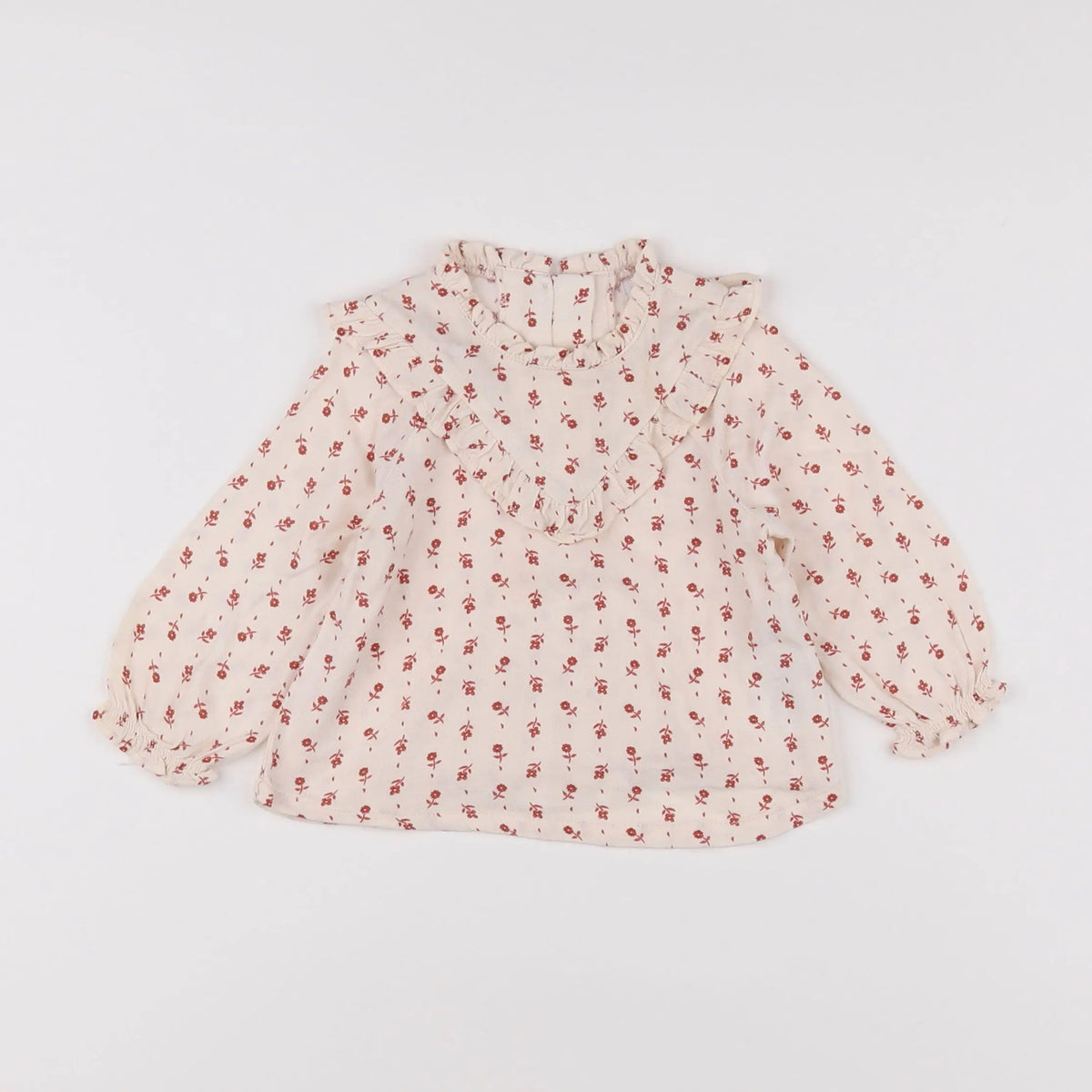 Vertbaudet - blouse beige, rouge - 6 mois