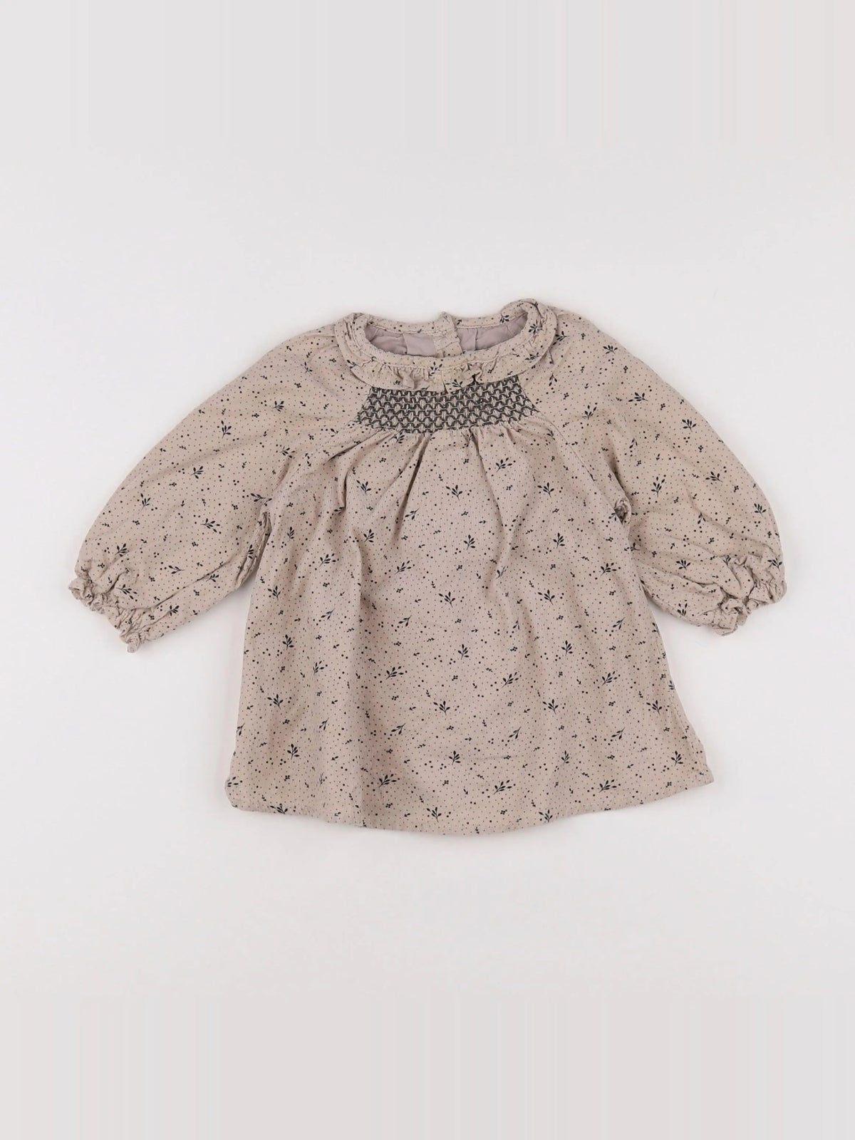 Vertbaudet - robe beige, gris - 6 mois