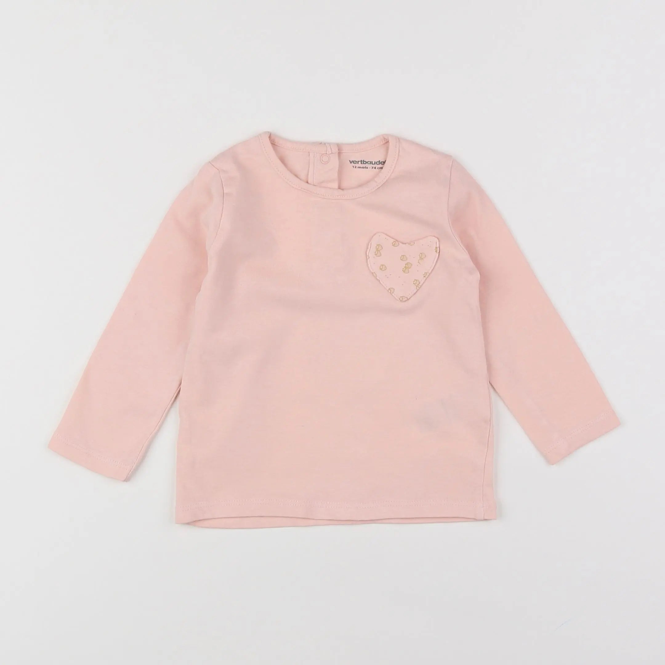 Vertbaudet - tee-shirt rose - 12 mois
