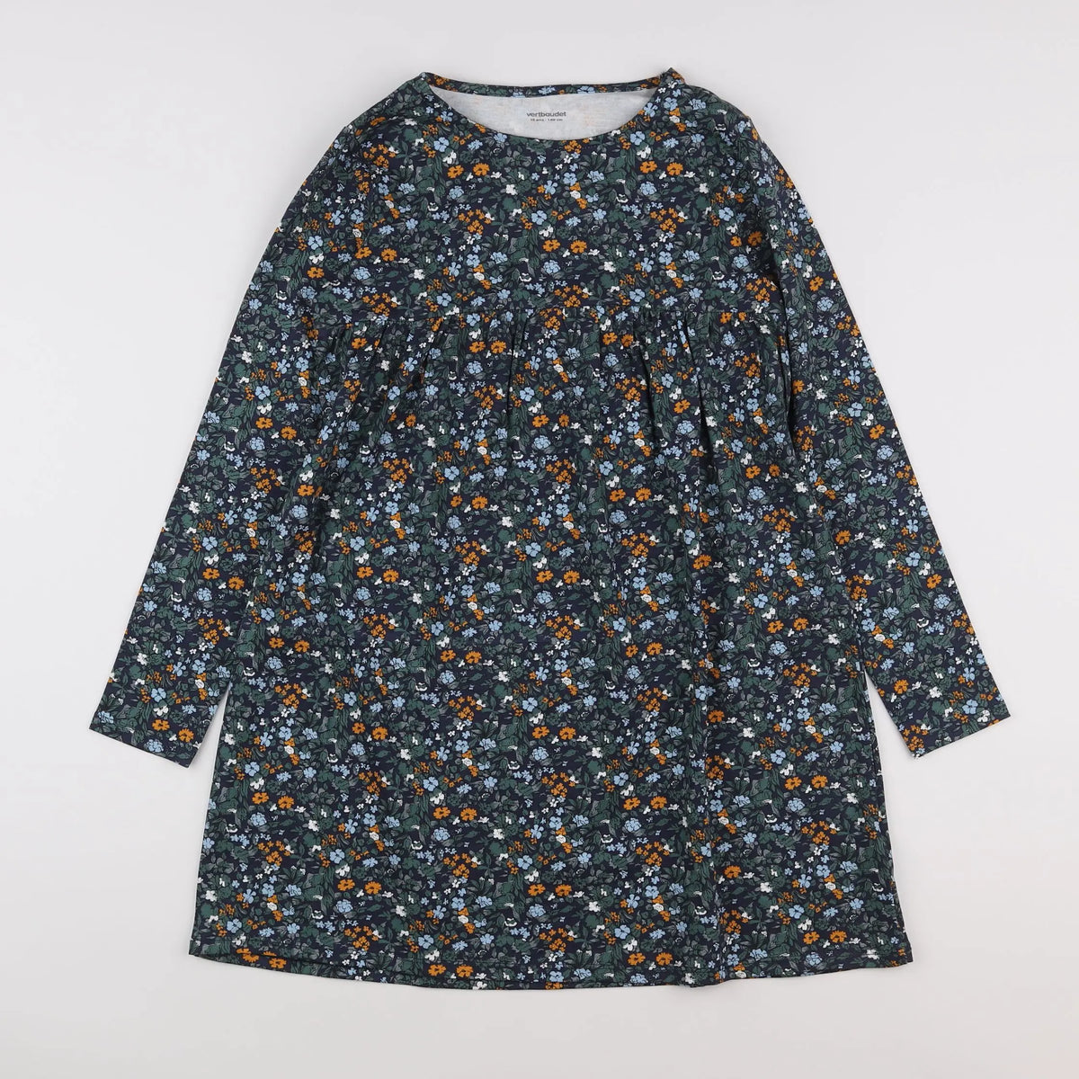 Vertbaudet - robe vert, orange - 10 ans